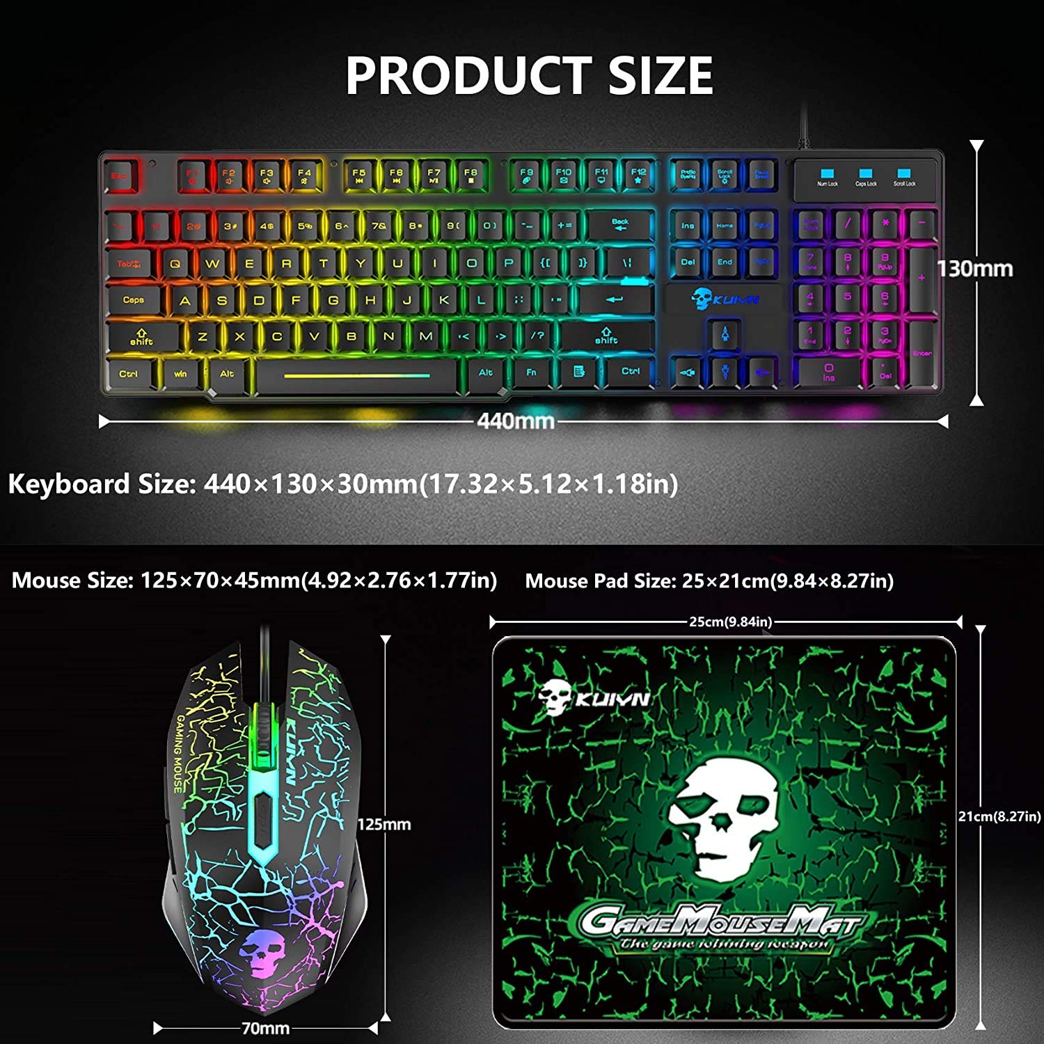 RGB Backlit Gaming Keyboard and Mouse Set - Ergonomic USB Mechanical Feel Keyboard + 2400DPI 6-Button Optical Gaming Mouse with FREE Mouse Pad - Compatible with PC & Laptop - Perfect for Esports, Streaming & Office Work