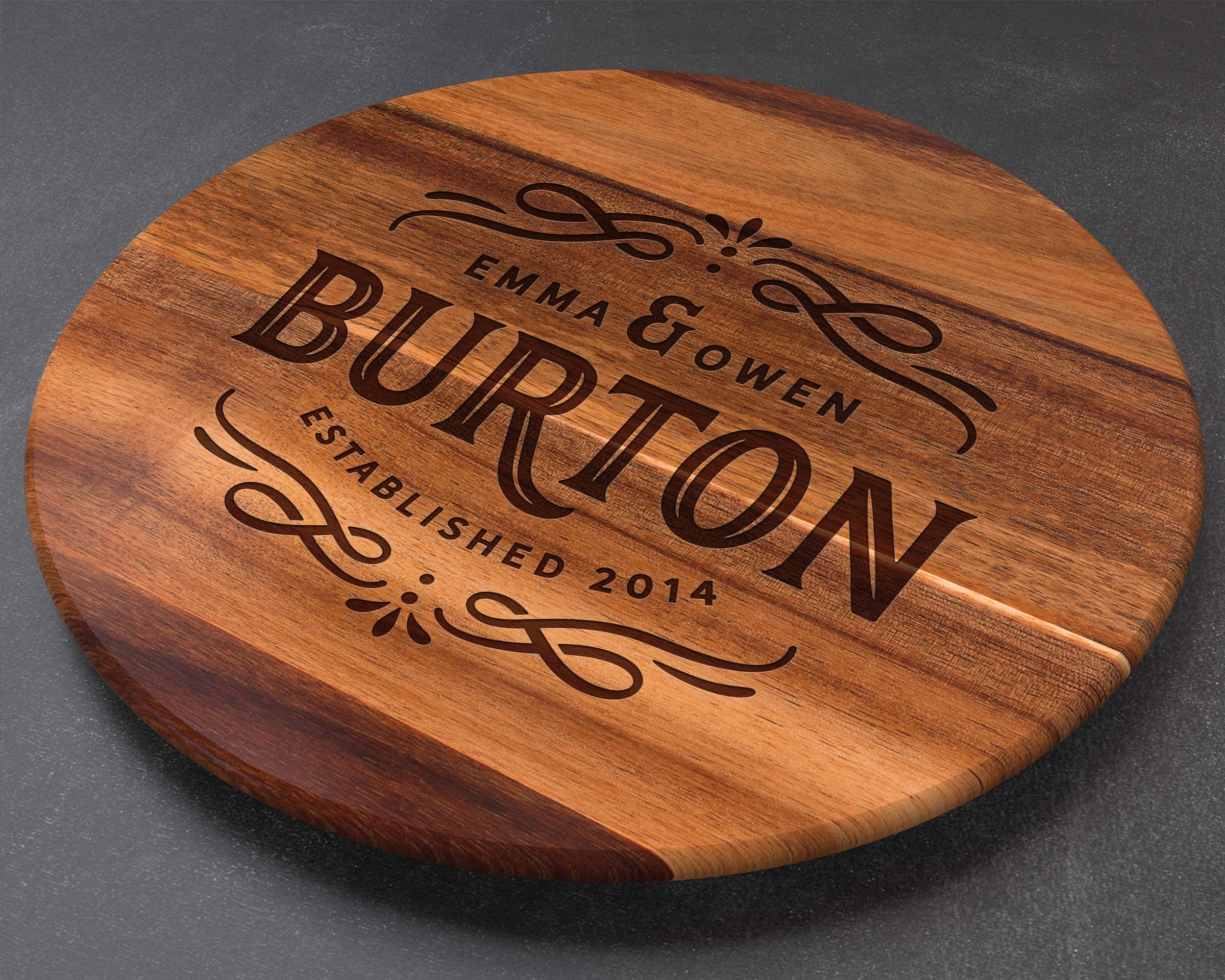 Personalized Engraved Wood Lazy Susan Turntable - Custom Wedding, Mother's Day, Anniversary Gift for Mom, Wife - Perfect for Dining Table, Kitchen Decor, and Home Entertaining