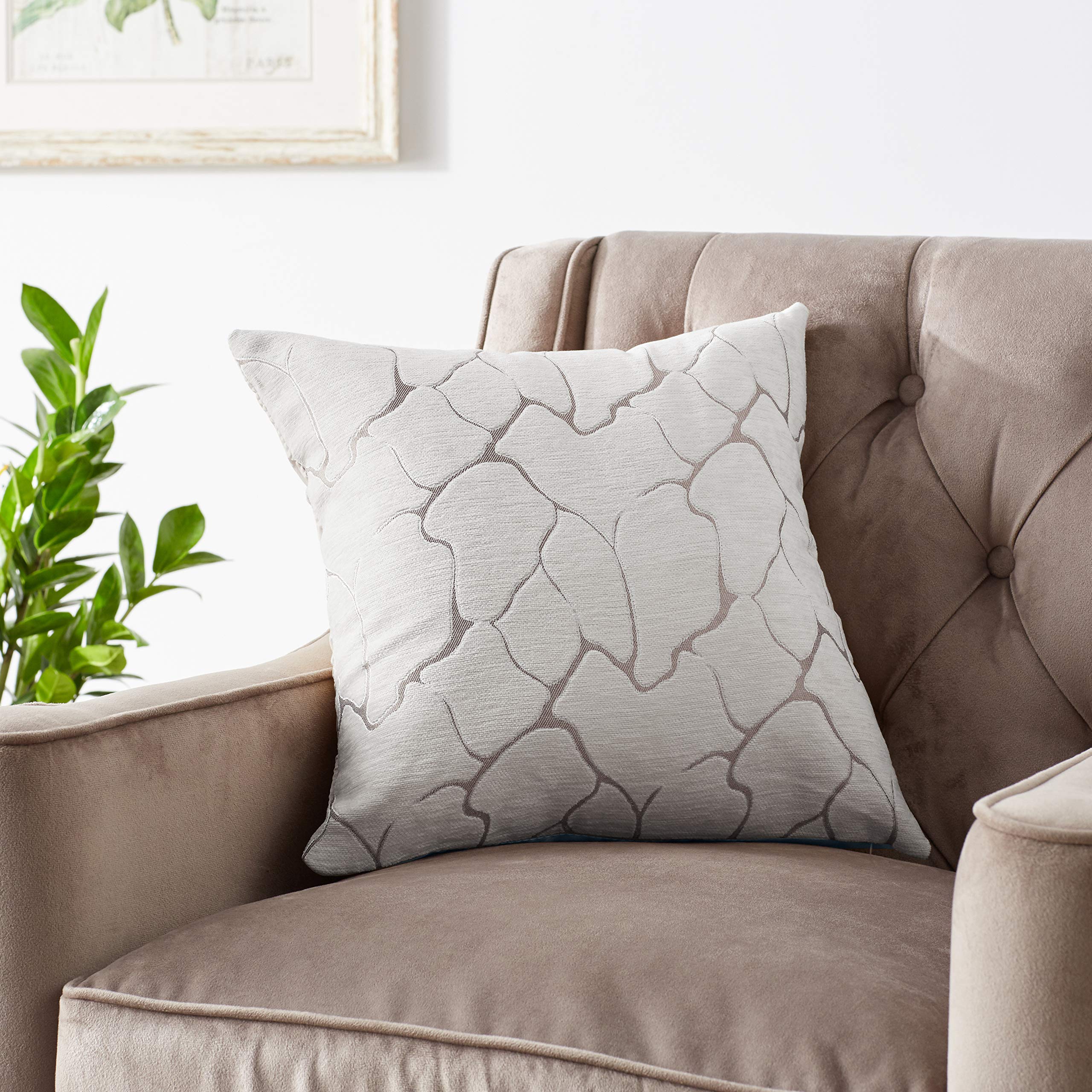 Violet Linen Milano Artistic Decorative Throw Pillows 18x18 Inches - Silver Gray Bohemian Style Cushion Covers for Sofa, Bed, Living Room & Home Decor