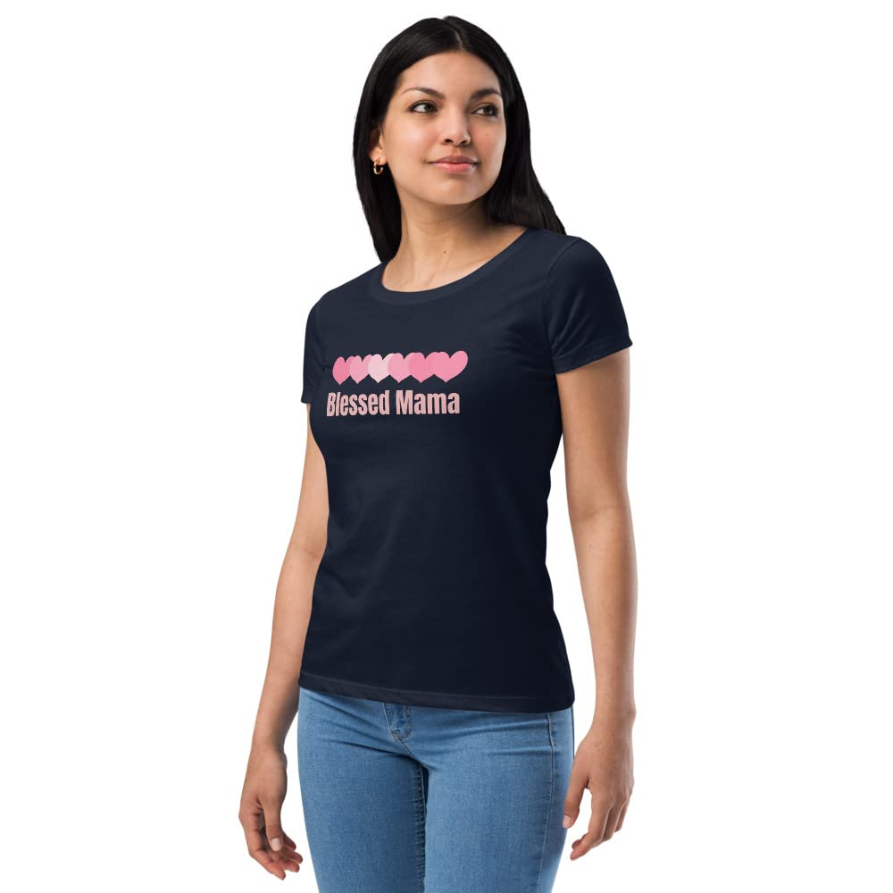 Blessed Mom T-Shirt for Women - Comfortable Fitted Cute Mama Shirt - Perfect for Mother's Day, Family Photos & Everyday Wear