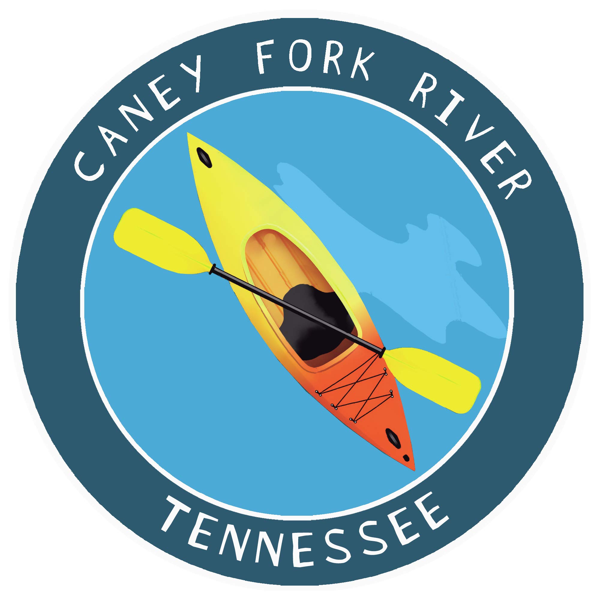Caney Fork River Tennessee Kayak Vinyl Decal - Waterproof Car & Truck Window Sticker, Die-Cut Badge Emblem for Outdoor Enthusiasts - Perfect for Kayaking Trips, Vacation Souvenirs & Travel Gear Accessories