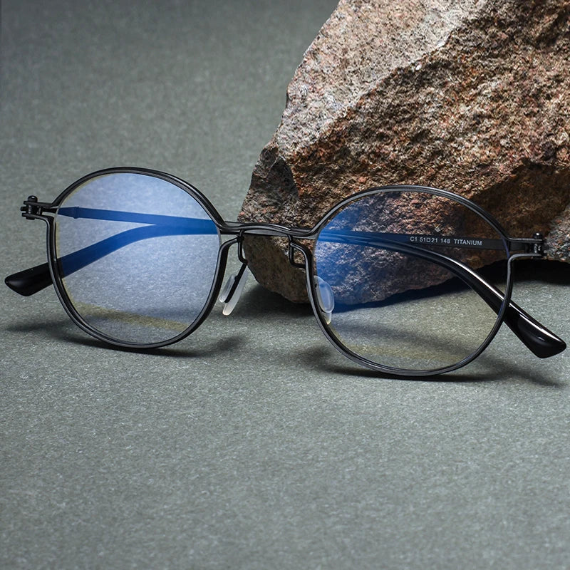 Stylish Unisex Black Titanium Eyeglasses - Oval Square Full Rim Frame 5897 | Perfect for Work, Reading & Fashion Accessories