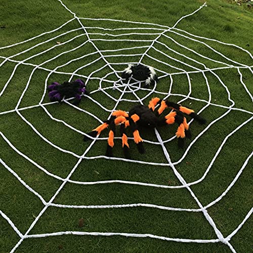 Stretchy Halloween Spider Web Decor - 1.5m White Cobweb for Haunted House, Party & Bar Decoration | Scary Spiderweb Terror Decorations for Halloween Night & Themed Events