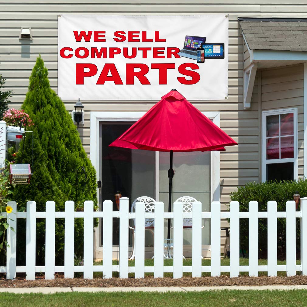 Durable Vinyl Banner - Multiple Sizes (48x96 Inches) with 8 Grommets - Weatherproof Outdoor Business Sign for Computer Parts Store, Industrial Yard & Commercial Use - Perfect for Advertising, Events & Storefront Displays