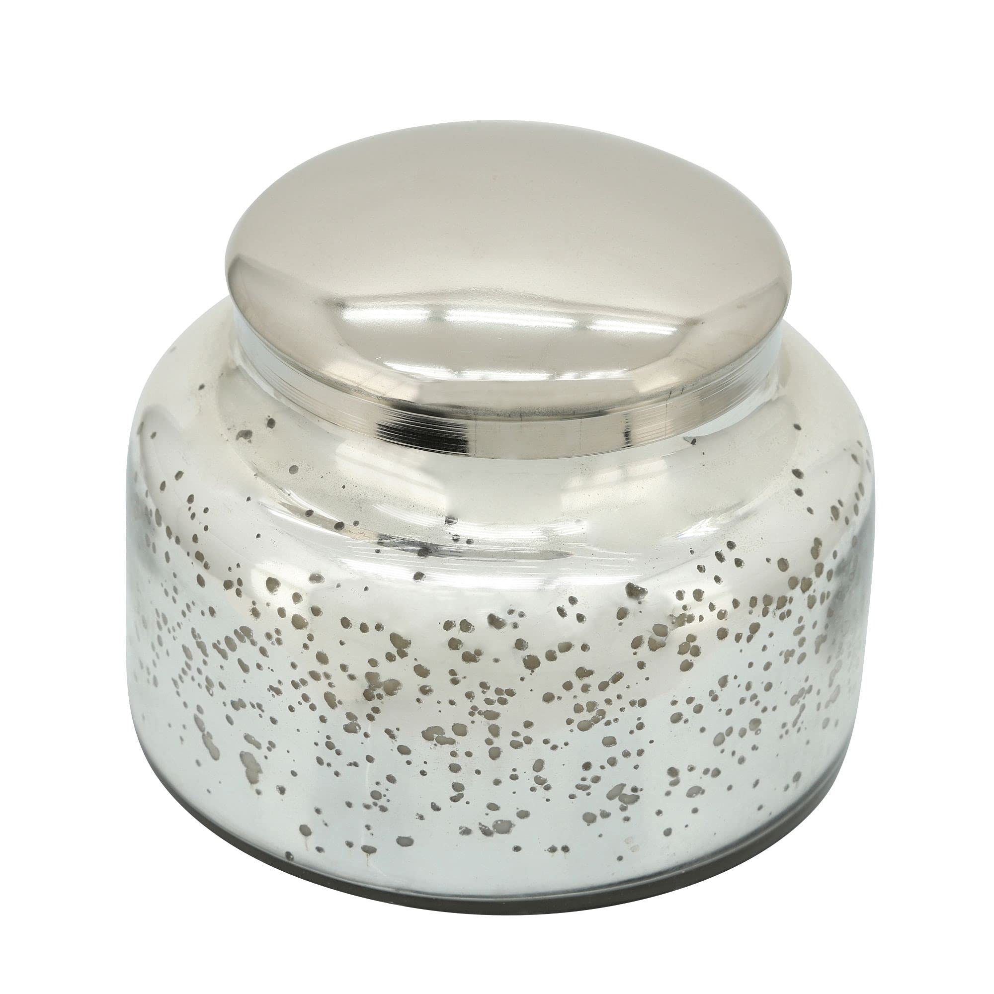 Kingston Living 7-Inch Silver Mercury Glass Jar Candle with Lid - Elegant Home Decor for Living Room, Bedroom & Wedding Centerpieces