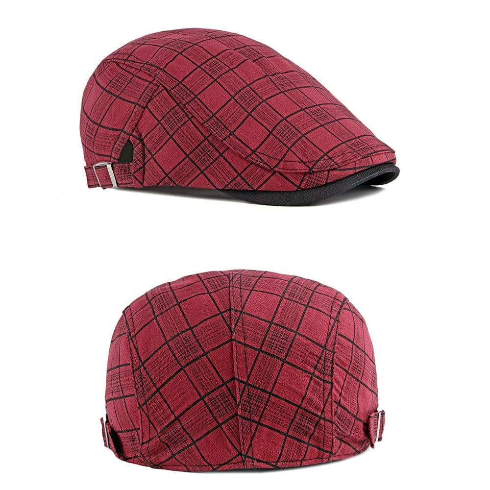 Stylish Striped Lattice Beret Hat for Women & Men - Adjustable Plaid Flat Cap (55-60cm) - Perfect for Spring/Summer Fashion, Outdoor Activities & Casual Wear