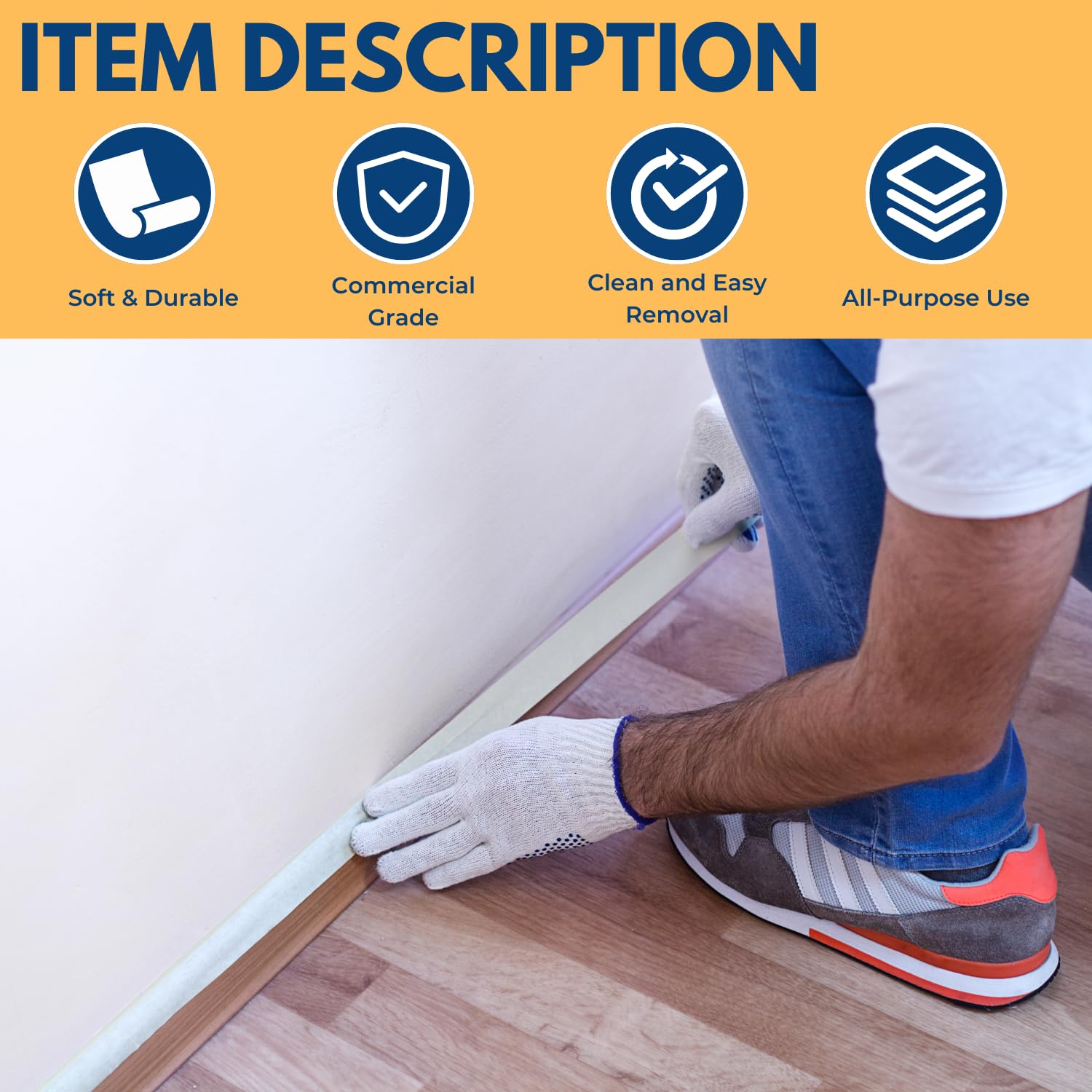 1InTheOffice 1 Inch Wide White Masking Tape - 0.94 x 60 Yards, 4 Pack Multipurpose Adhesive Tape for Painting, Labeling, Crafts & Office Use