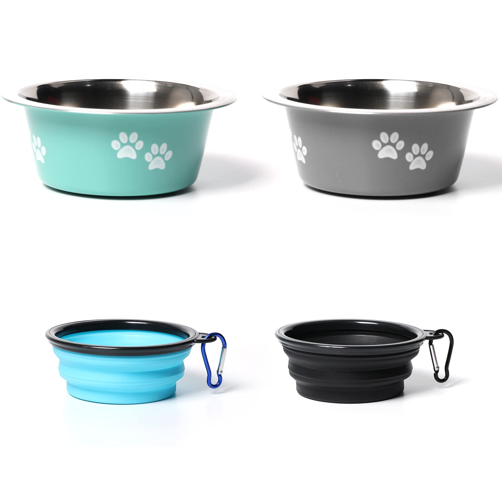 Premium Stainless Steel Dog Bowls 2 Pack - Non-Slip Silicone Base Pet Food & Water Bowls for Small Medium Large Dogs & Cats - Perfect for Home, Travel & Outdoor Use