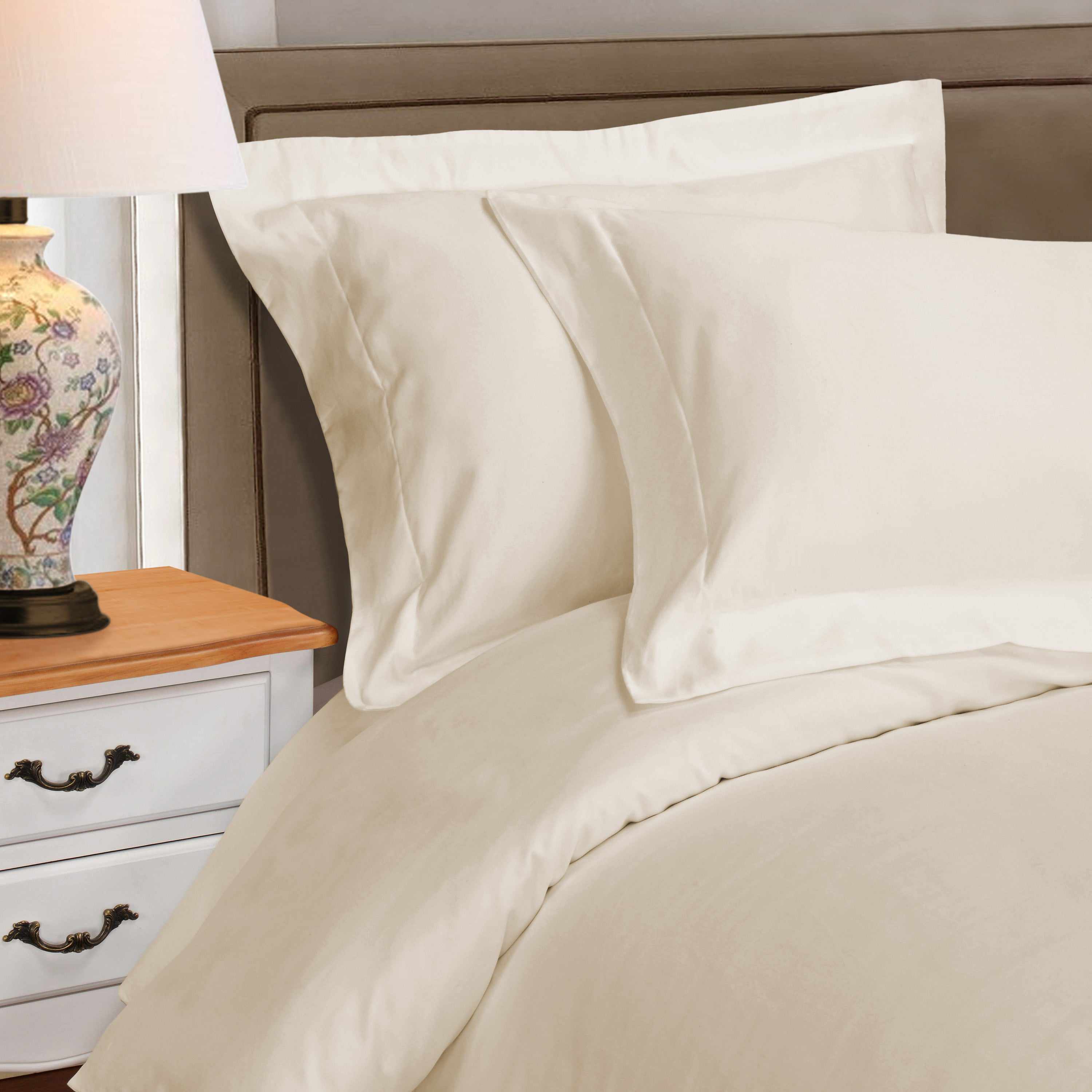 1000 Thread Count Egyptian Cotton Solid Duvet Cover Set - Luxury Bedding for Master Bedroom & Guest Room - Soft Breathable Duvet Cover for All Seasons