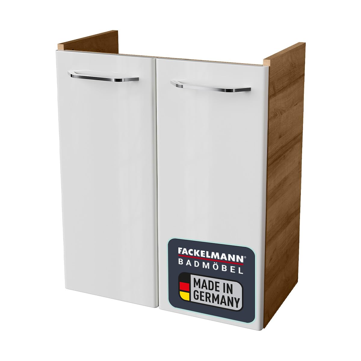 Milano Mini Vanity Unit with Soft-Close Doors - Light Brown Bathroom Cabinet with White Front - 20.5