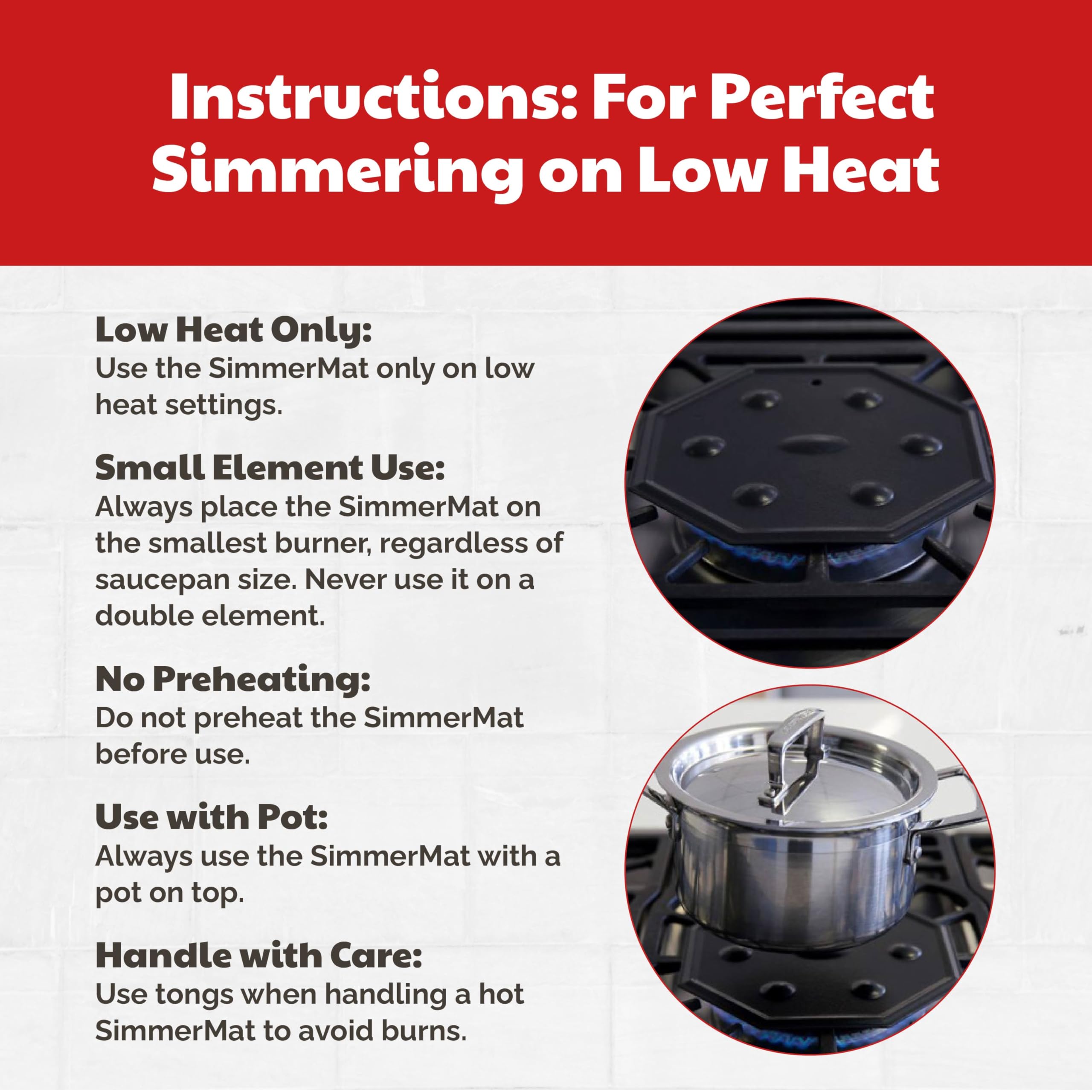 **SimmerMat Heat Diffuser for Gas & Electric Stoves - 4 Pack Stainless Steel Flame Diffuser Plates - Slow Cooking & Simmering Accessories - Dishwasher Safe Stove Top Cover - Perfect for Sauces, Stews & Low-Heat Cooking**