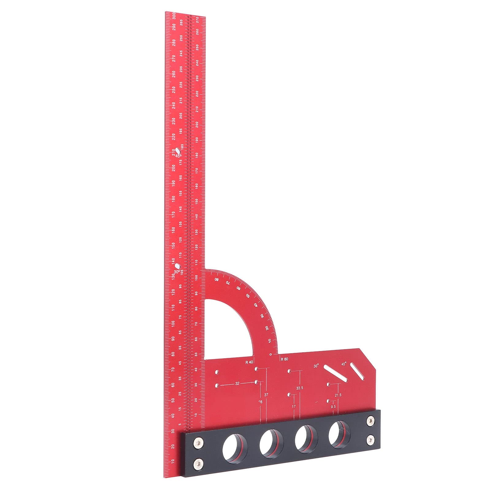 Precision Framing Square with 4-Hole Handle - 300mm Metric Scale High Hardness L-Shaped Ruler for Woodworking, Carpentry & DIY Projects