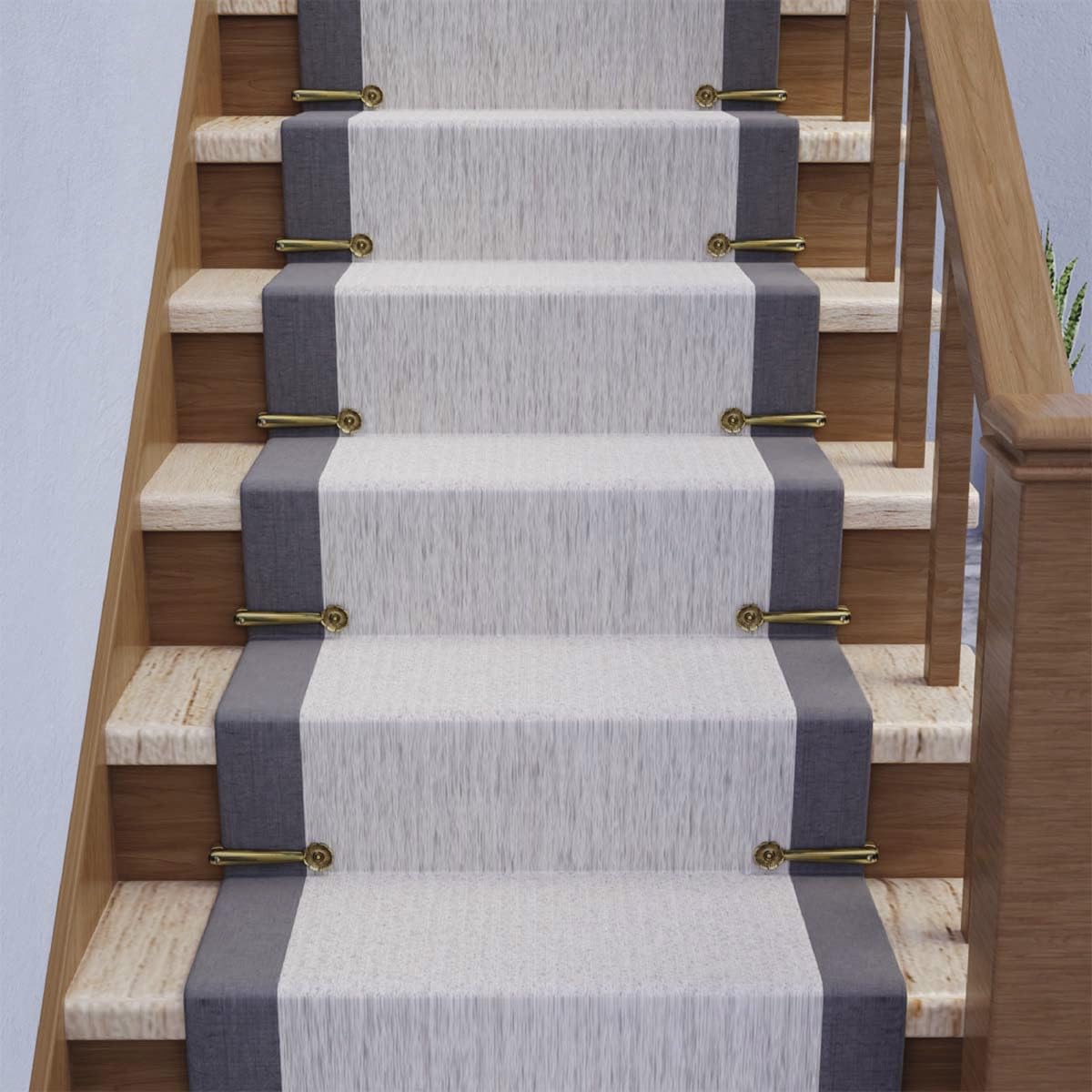 Renovators Supply 5-Inch Brass Floral Carpet Stair Clips - Pack of 13 for Securing Rugs on Stairs | Home Decor & Stair Safety Accessories