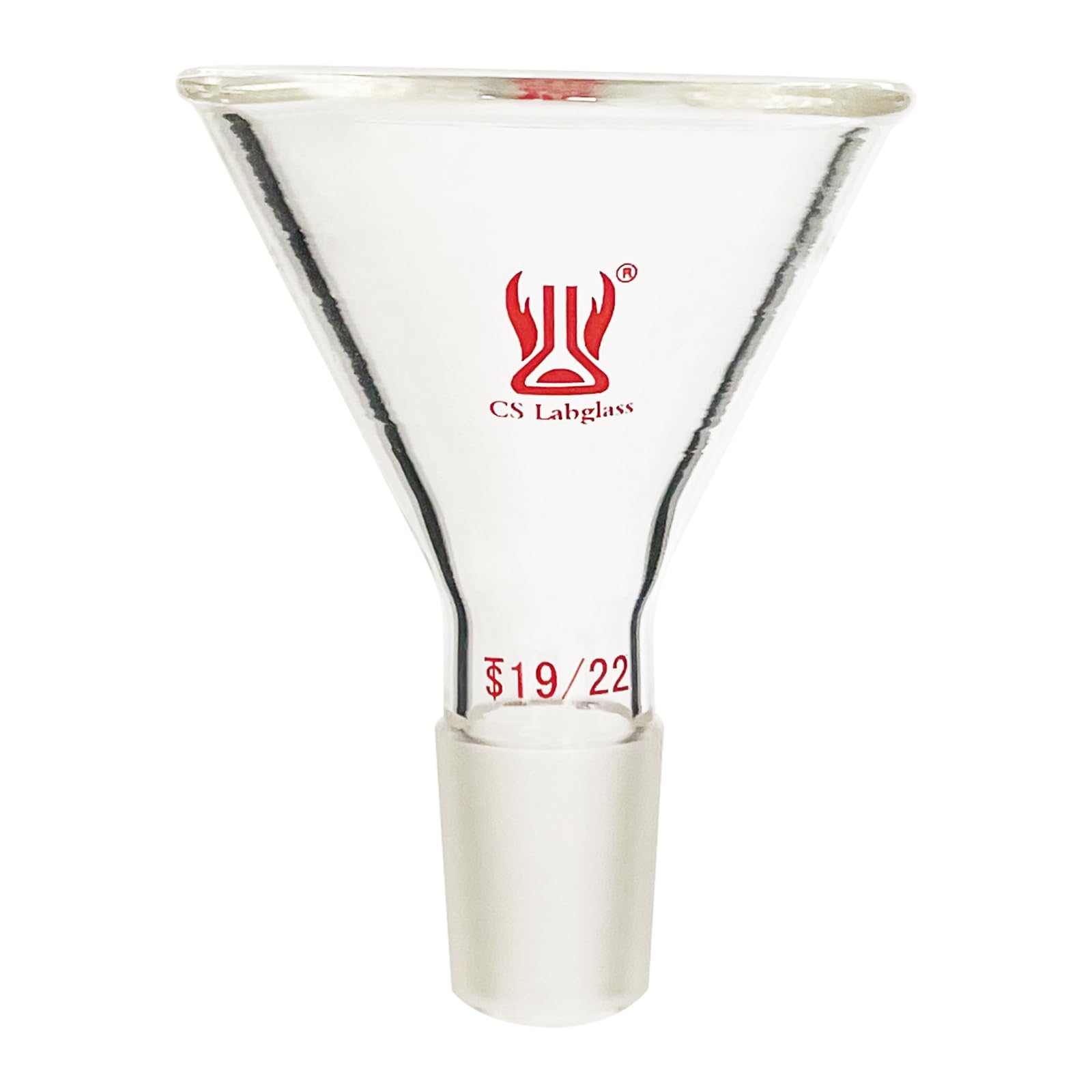 Borosilicate Glass Short Stem Powder Funnel - 50mm Top Outer Diameter & 19/22 Inner Joint - Durable Lab Glassware for Filtering, Filling & Transferring Powders - Perfect for Chemistry Labs, Home Brewing & DIY Projects