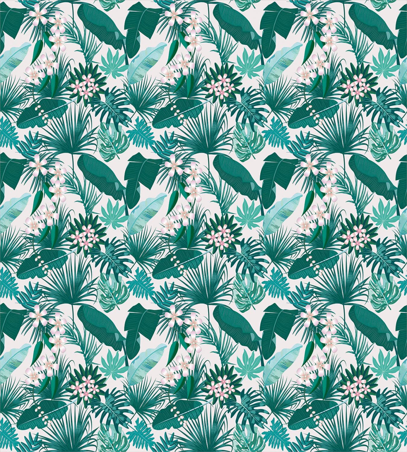 Ambesonne Hawaii Duvet Cover Set - Exotic Tropical Flowers & Leaves Design, 2-Piece Cal King Bedding Set with 4 Pillowcases in Teal Seafoam | Perfect for Beach House Decor, Summer Bedroom Makeover & Tropical Themed Guest Room