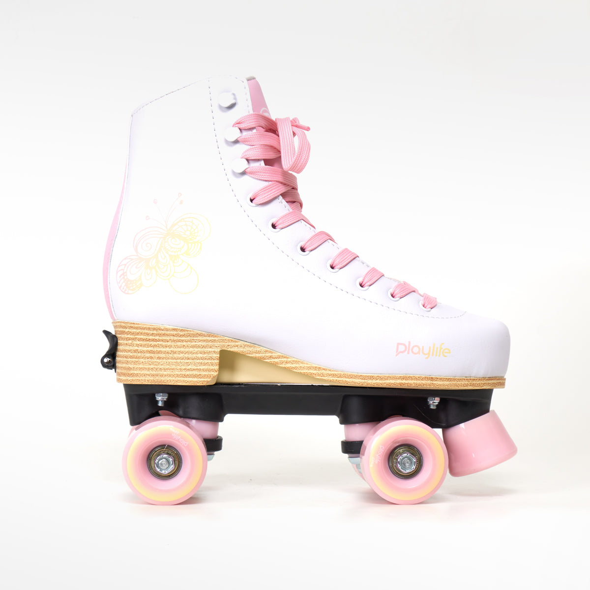 Playlife Kids Classic Adjustable Roller Skates for Girls - Pale Rose Color | Perfect for Outdoor Play, Birthday Gifts & Roller Skating Rinks