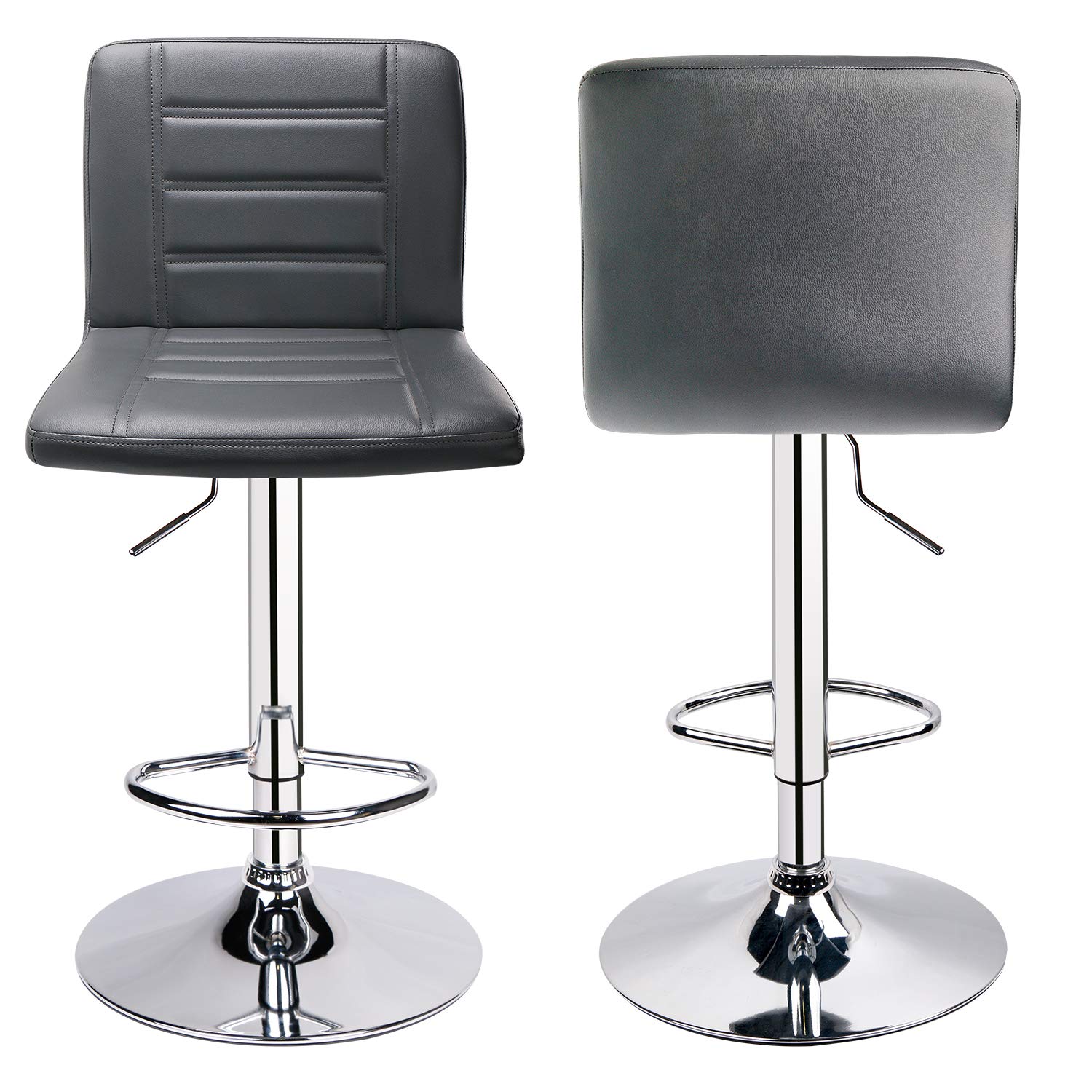 Modern Adjustable Swivel Bar Stools Set of 2 with Back - Leopard Print Grey Counter Height Stools for Kitchen Island, Bar, or Breakfast Nook
