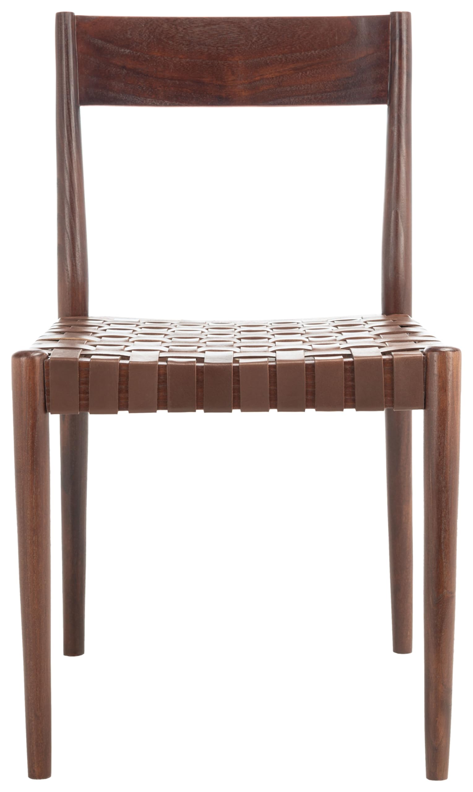 SAFAVIEH Eluned Woven Leather Accent Chair - Set of 2, Cognac Brown Dining Chairs for Living Room, Kitchen & Office | Modern Home Decor Furniture DCH1201A-SET2