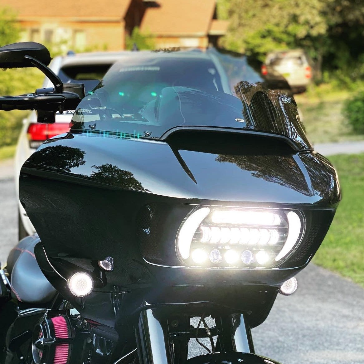 Eagle Lights LED Projection Headlight for Harley Davidson 2015+ Road Glide with Vent Insert Light Combo Kit - High Visibility Motorcycle Headlight for Night Riding & Improved Safety