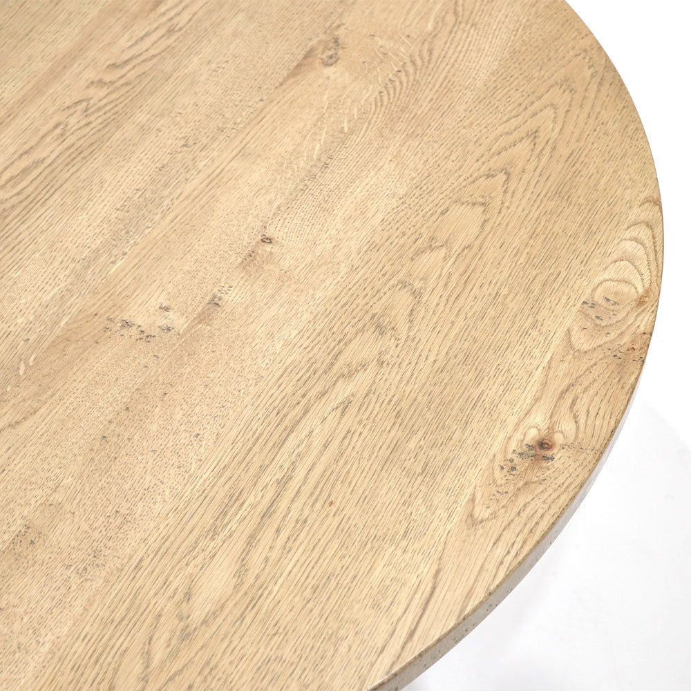 Vicchy 60 Inch Round Dining Table - Solid Oak Wood - Perfect for Kitchen, Dining Room, and Small Space Gatherings