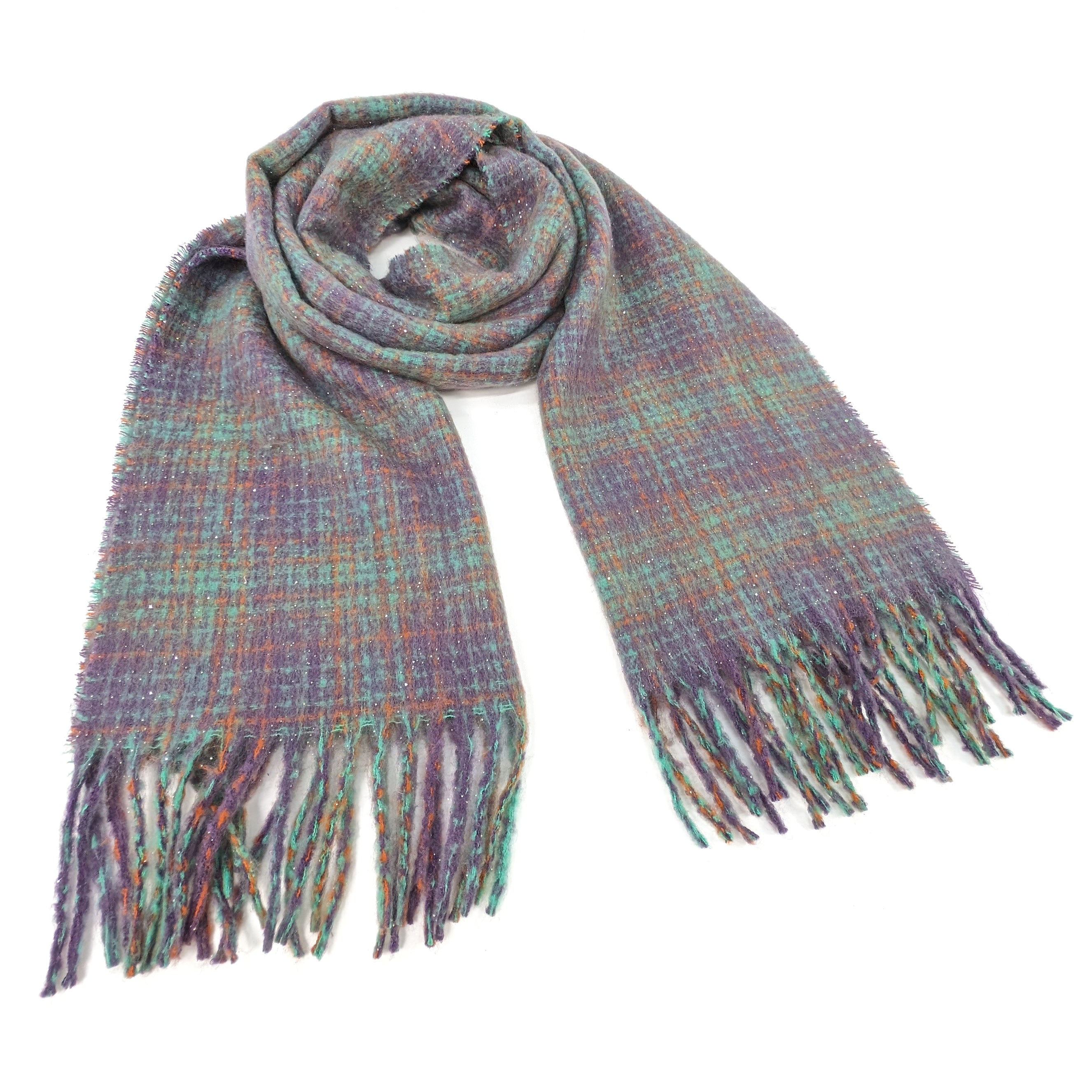Vetrino Soft Fuzzy Thick Check Plaid Scarf - 50x180cm Warm Winter Wrap for Women & Men - Purple - Perfect for Cold Weather, Outdoor Activities & Fashion Accessories