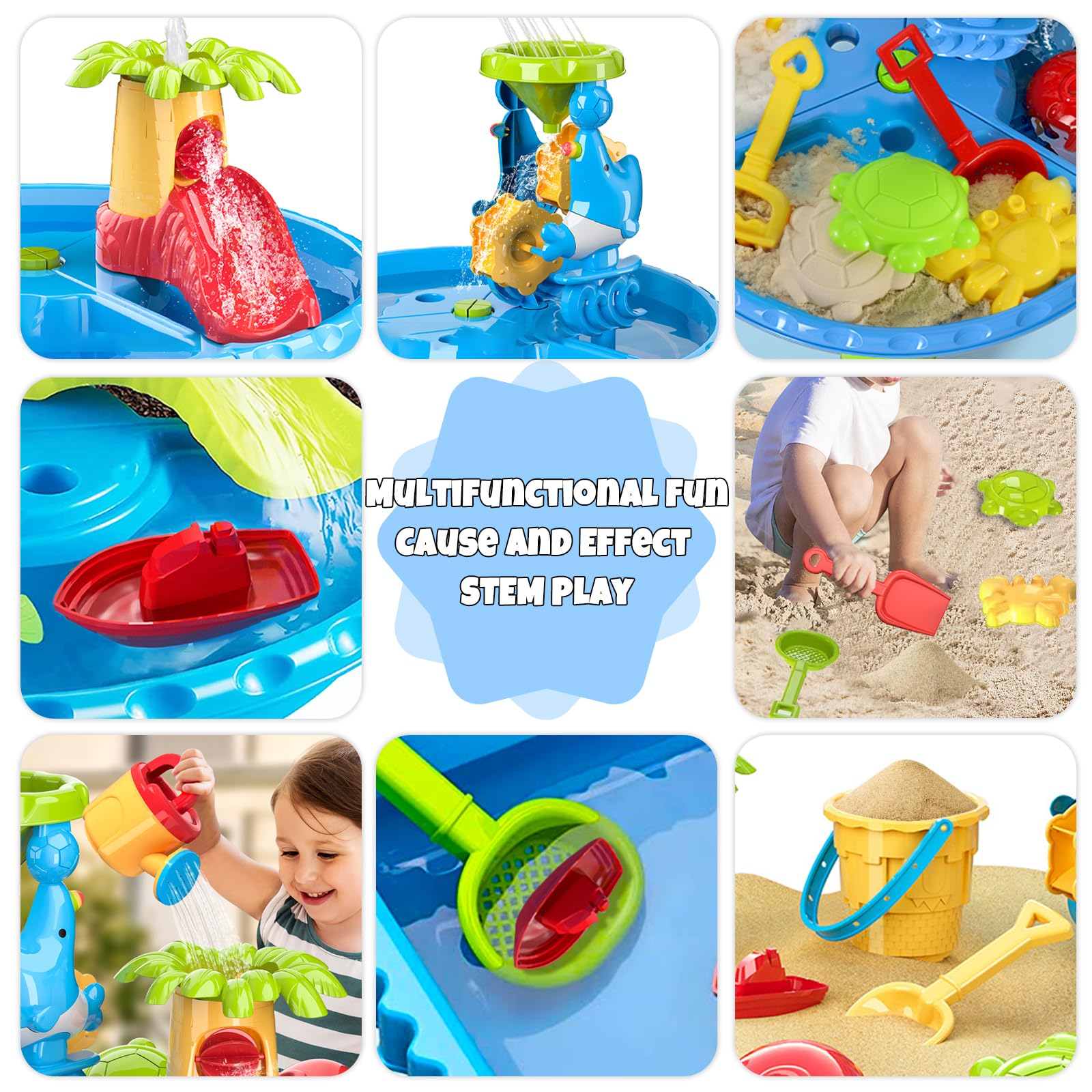 VINTOP Water Table & Sand Play Table for Toddlers 1-8 Years Old - Outdoor Sensory Activity Table with Beach Toys for Kids - Summer Backyard Water Play Set for Boys & Girls - Perfect for Beach Days, Backyard Fun, and Sensory Development Playtime
