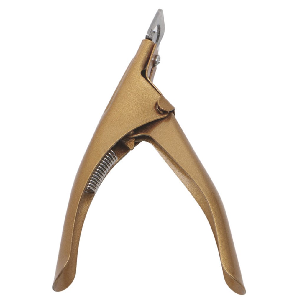Jackyee French Fake Nails U-Cut - Gold Acrylic UV False Nails Tips Manicure Cutter Clipper Tool Stainless Steel for Nail Salon & DIY Home Manicure