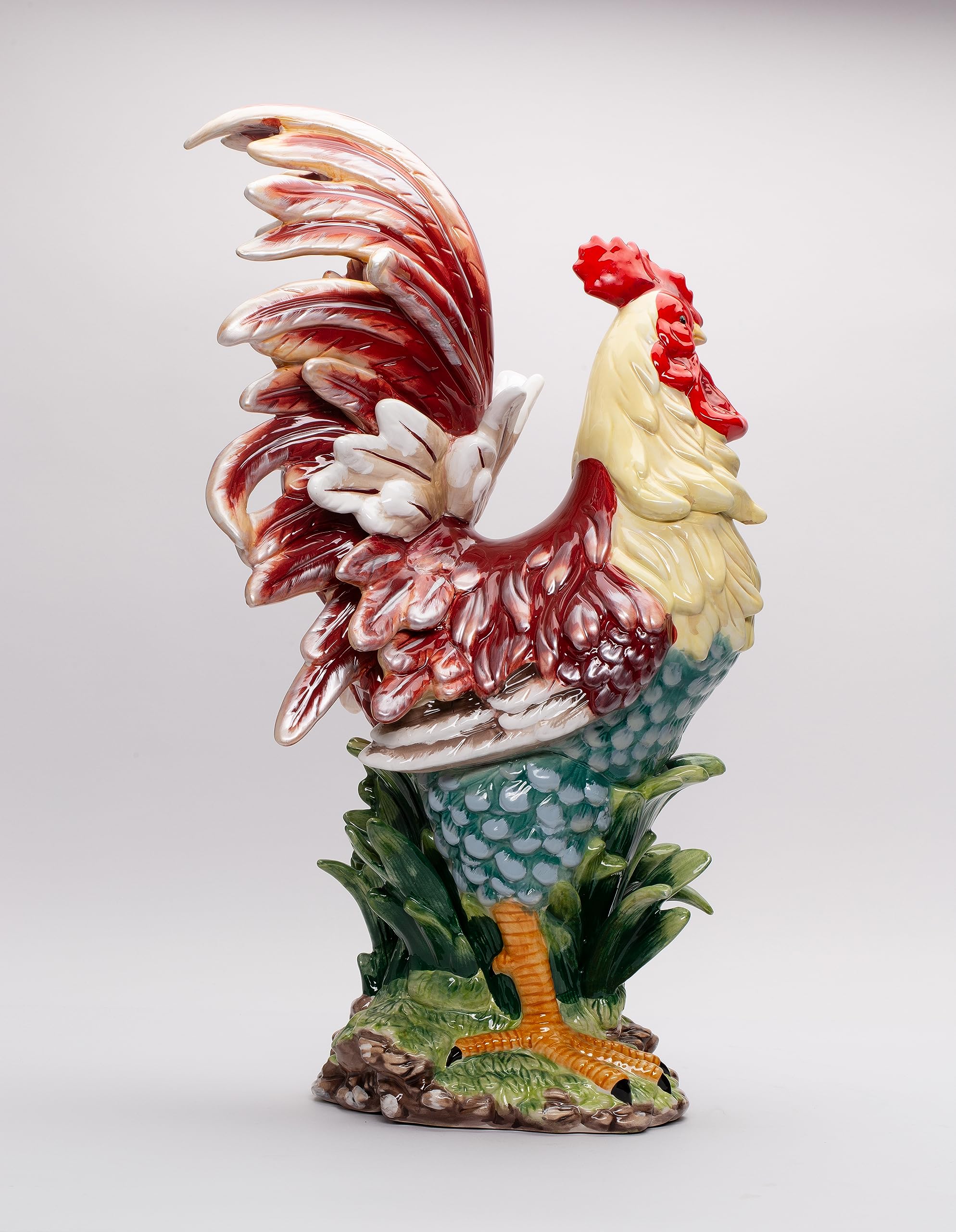 Appletree Design A Day in the Country Rooster Figurine - 23.5 Inch Tall Farmhouse Decor for Kitchen, Garden, or Country Home