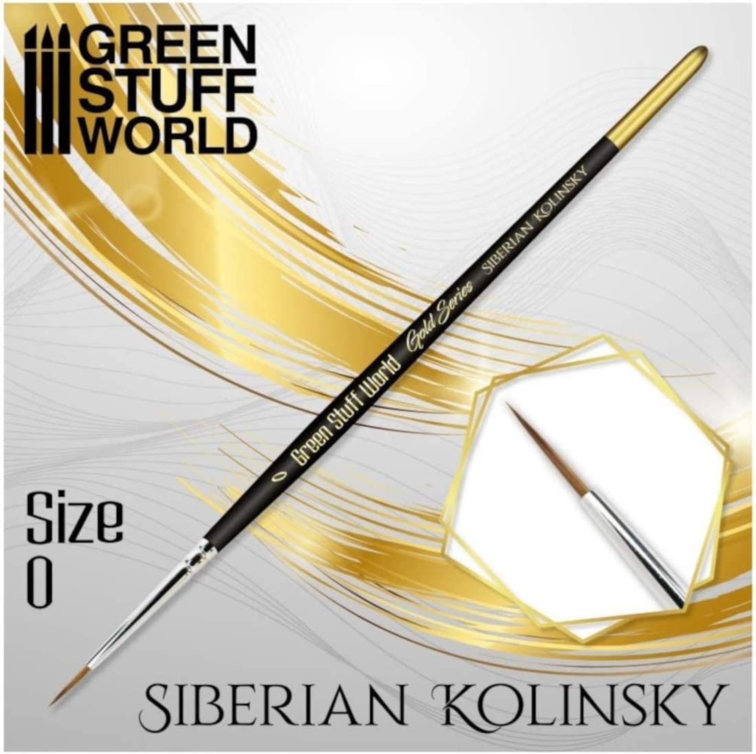 Premium Siberian Kolinsky Brush Size 0 for Miniature Painting - Gold Series by Green Stuff World (2357) - Perfect for Warhammer, D&D, and Scale Model Detailing