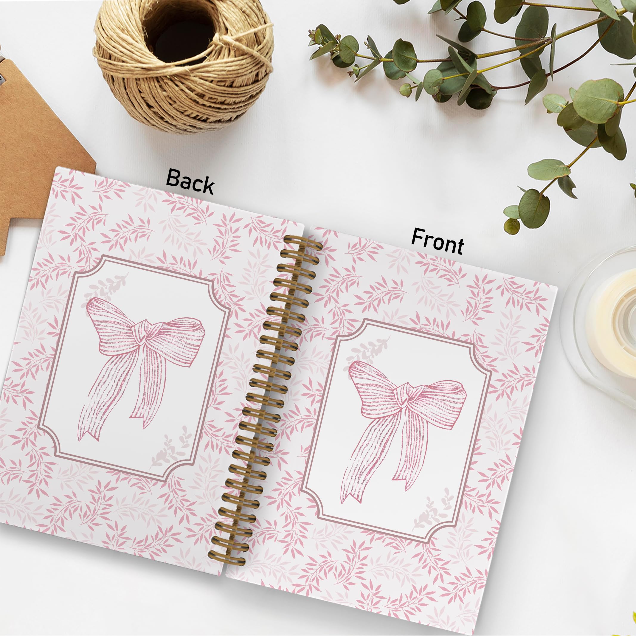 Pink Bow Spiral Notebook - 5.5 x 8.3 Inch Lined Journal, College Ruled Hardcover Notebook for Girls, Students & Teachers | Trendy Preppy School & Office Supplies | Perfect for Note Taking, Journaling & Gift Giving