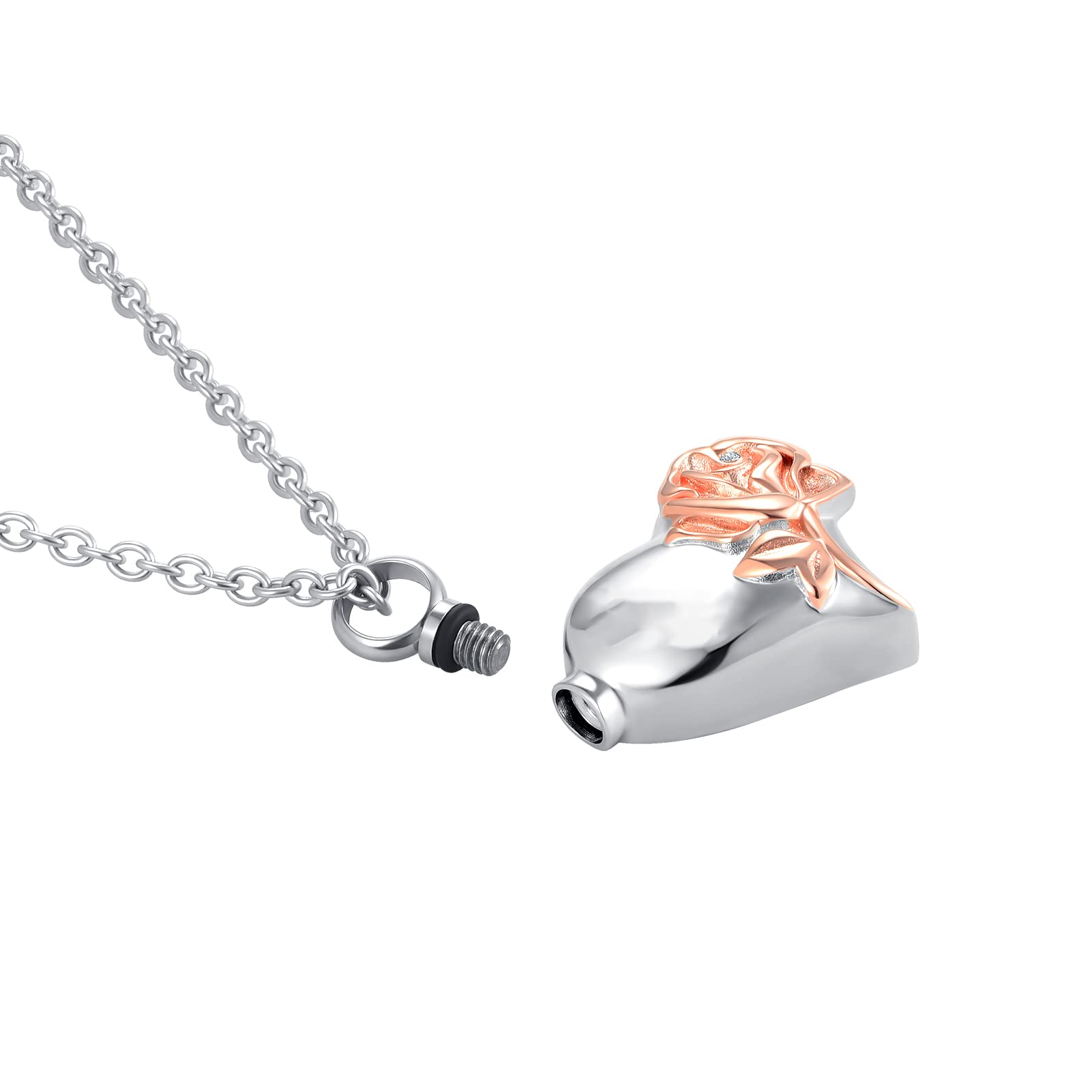 Rose Flower Cremation Urn Necklace for Ashes - Heart Memorial Locket Pendant Jewelry for Sister - Keepsake Gift for Loss of Loved One - Perfect for Memorial Services & Remembrance