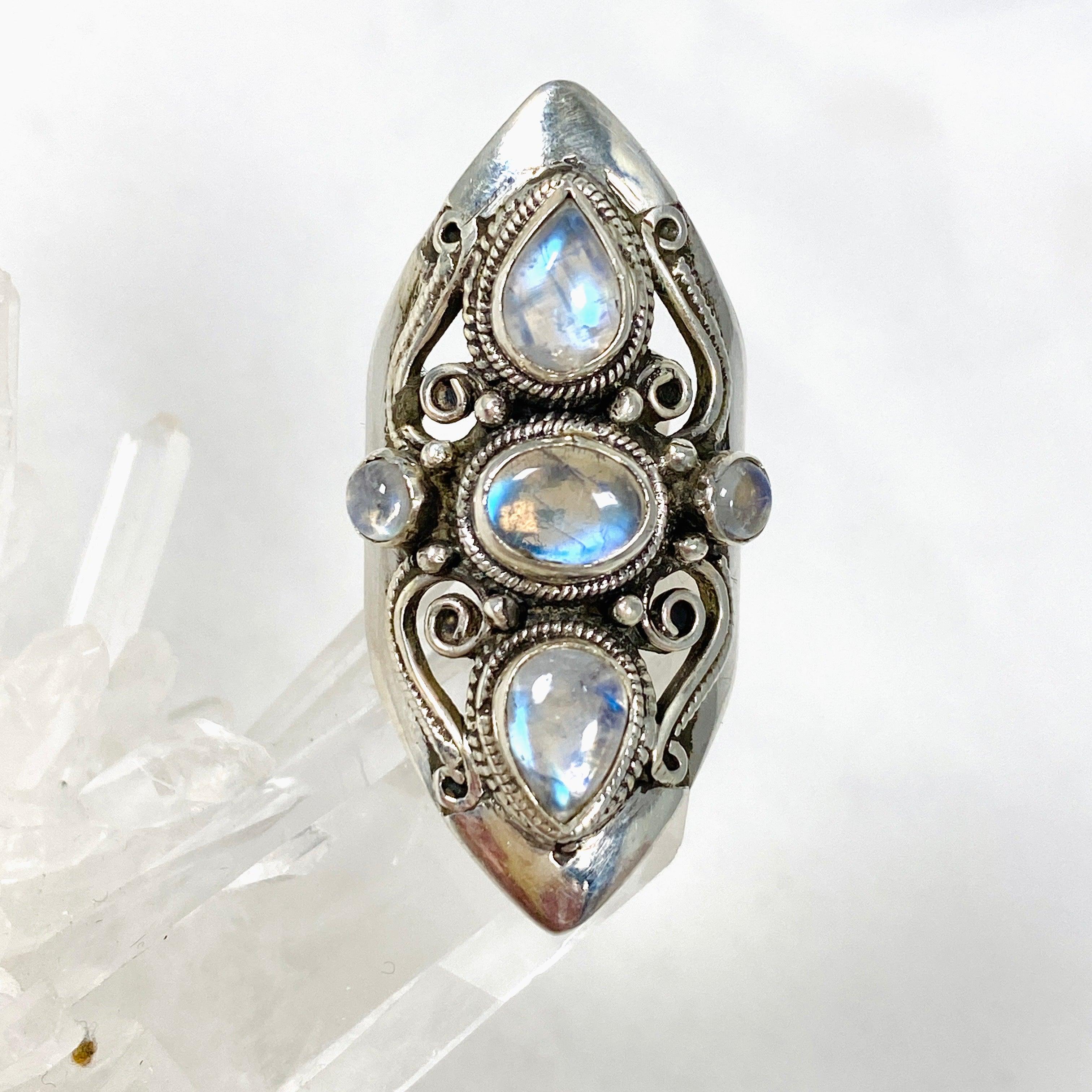 Boho Style Moonstone Multi Stone Ring for Women - Size 7.5 (R4068) - Perfect for Festival, Wedding & Everyday Boho Jewelry