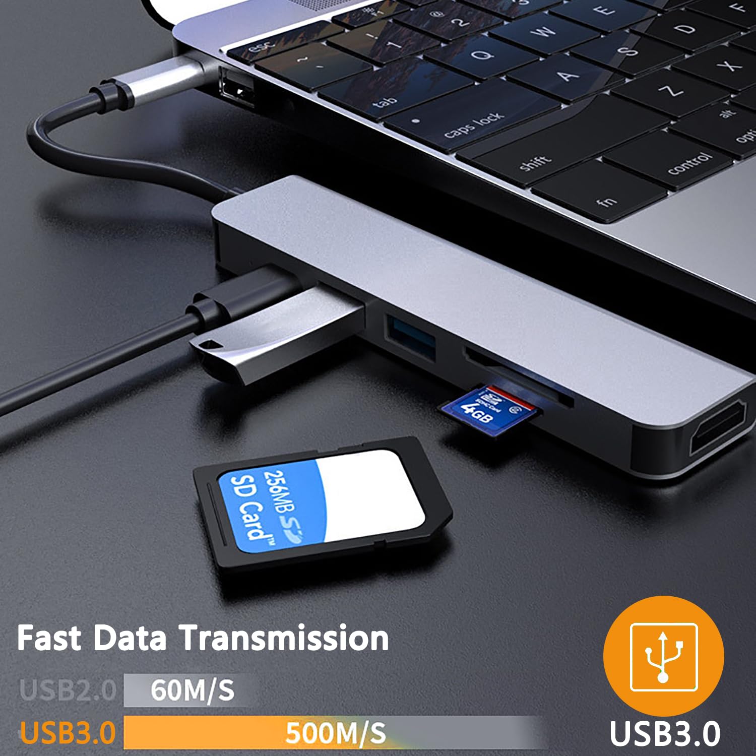 6-in-1 USB C Hub Multiport Adapter with 4K HDMI, USB 3.0/2.0, SD/TF Card Reader & 87W PD - Compatible with MacBook Pro & USB C Laptops - Perfect for Work, Travel & Home Office Connectivity