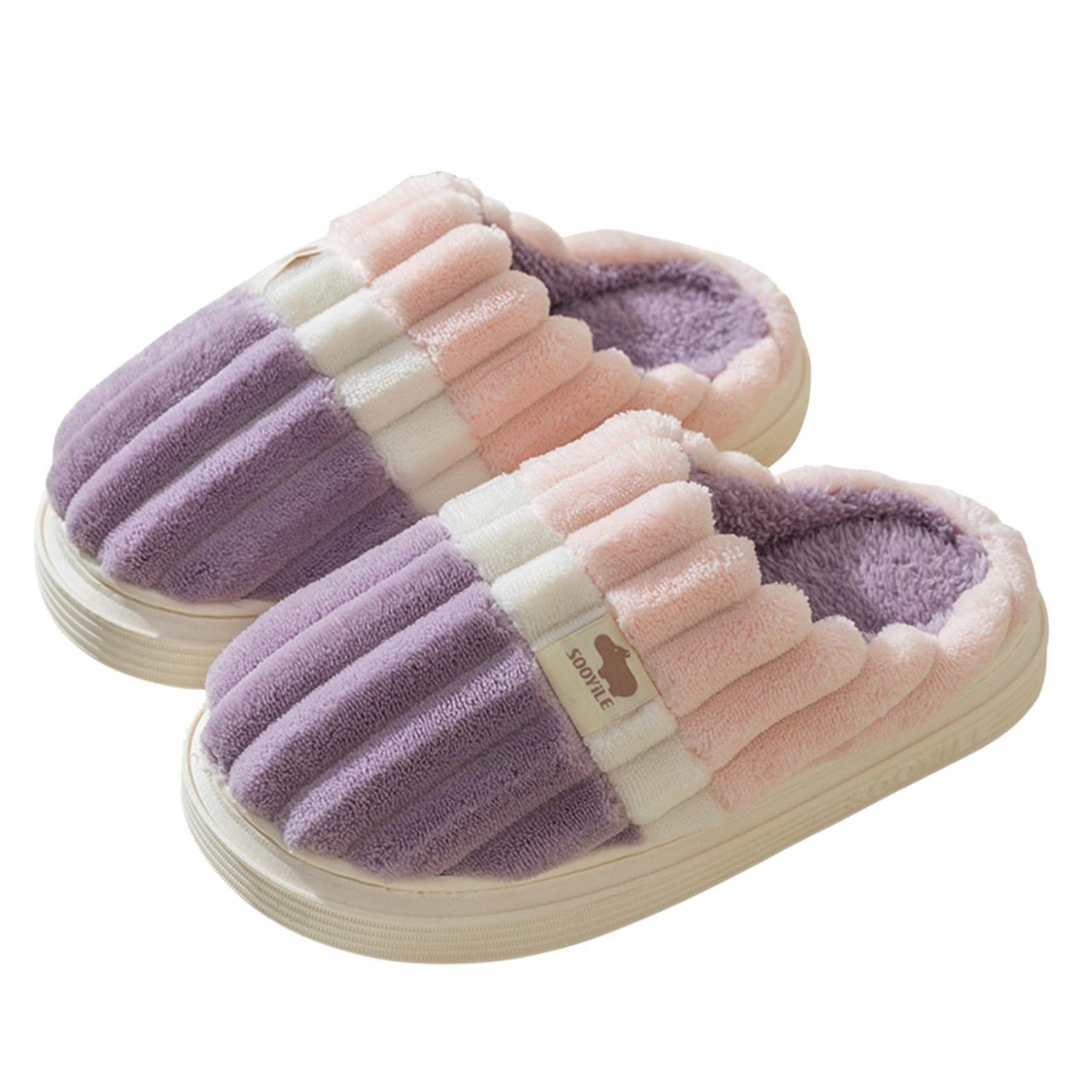 Women's Plush Furry House Slippers - Winter Warm Indoor Bedroom Shoes for Women & Couples, Non-Slip Cozy Home Slippers for Relaxing, Lounging & Cold Weather Comfort