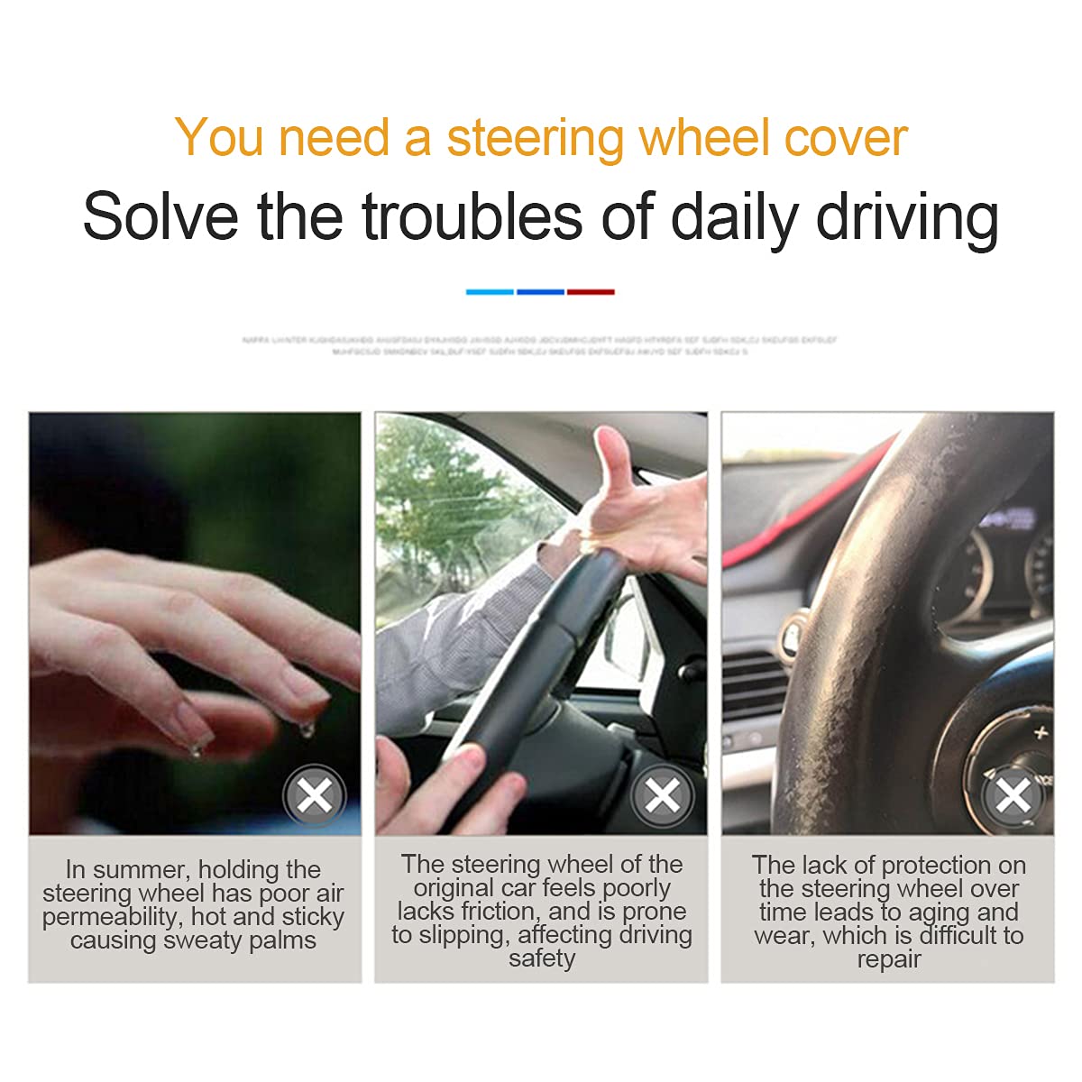 Premium Anti-Slip Leather Steering Wheel Cover - Universal 15