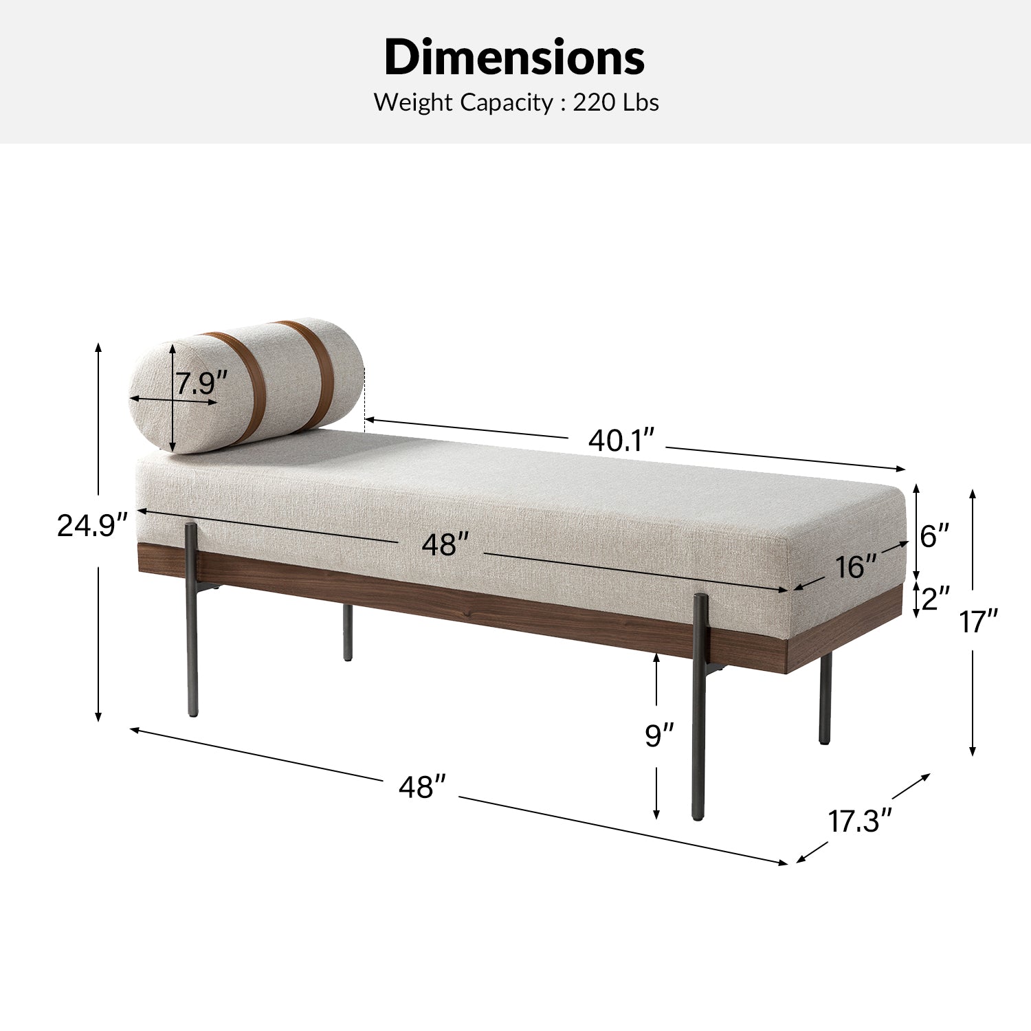 Gabril Bench - Modern Wooden Bench with Cushion, Sturdy & Comfortable Seating for Living Room, Bedroom, Entryway, and Outdoor Use
