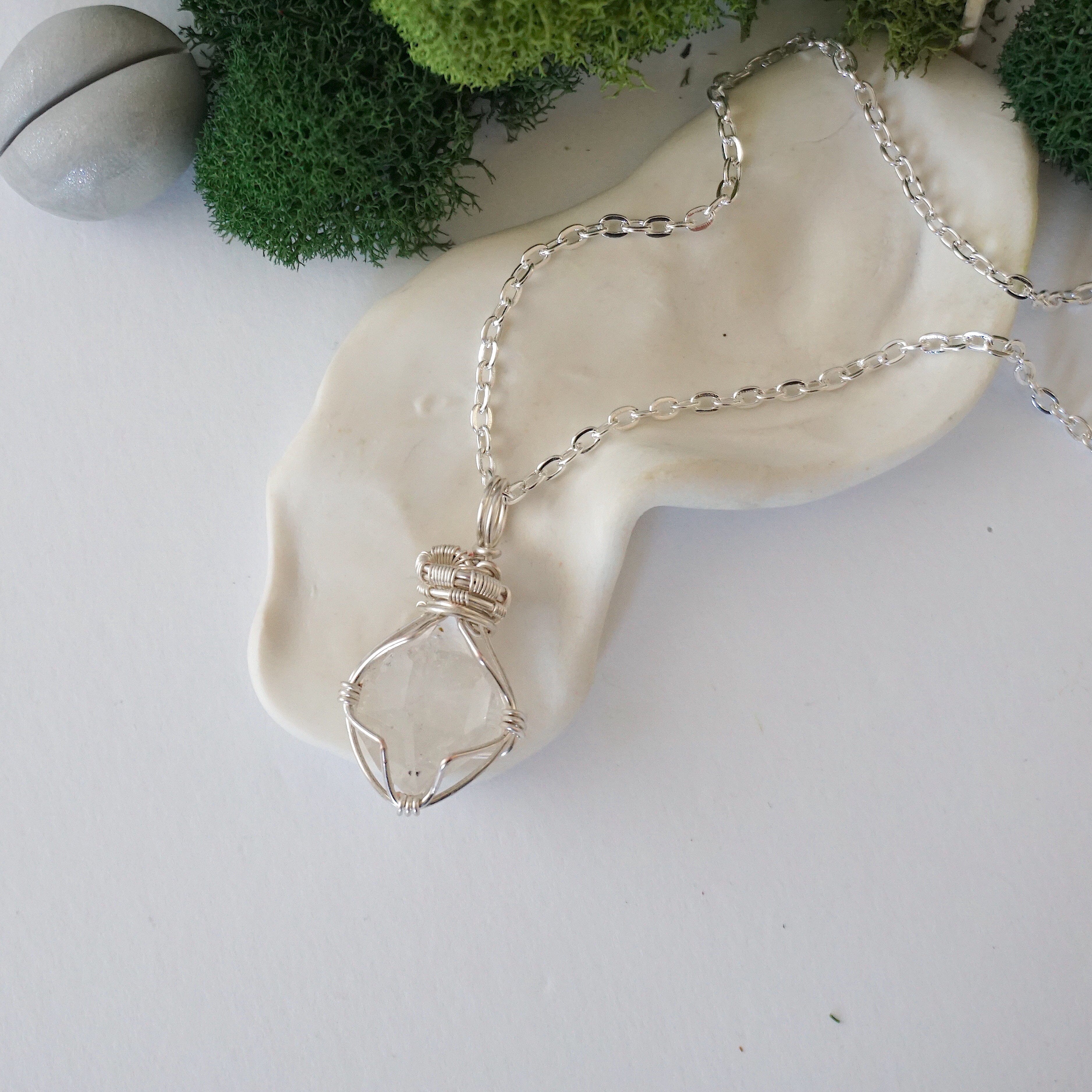 Herkimer Diamond Necklace - Sterling Silver Plated Pendant for Women, Elegant Crystal Jewelry Gift for Birthday, Anniversary & Special Occasions