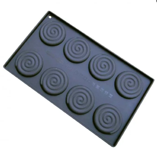 Pavoni Ipnosi 64mm Spiral Top 2.5 Inch 8-Shape Silicone Mold for Baking, Chocolate, Soap & Candle Making - Perfect for DIY Crafts and Desserts
