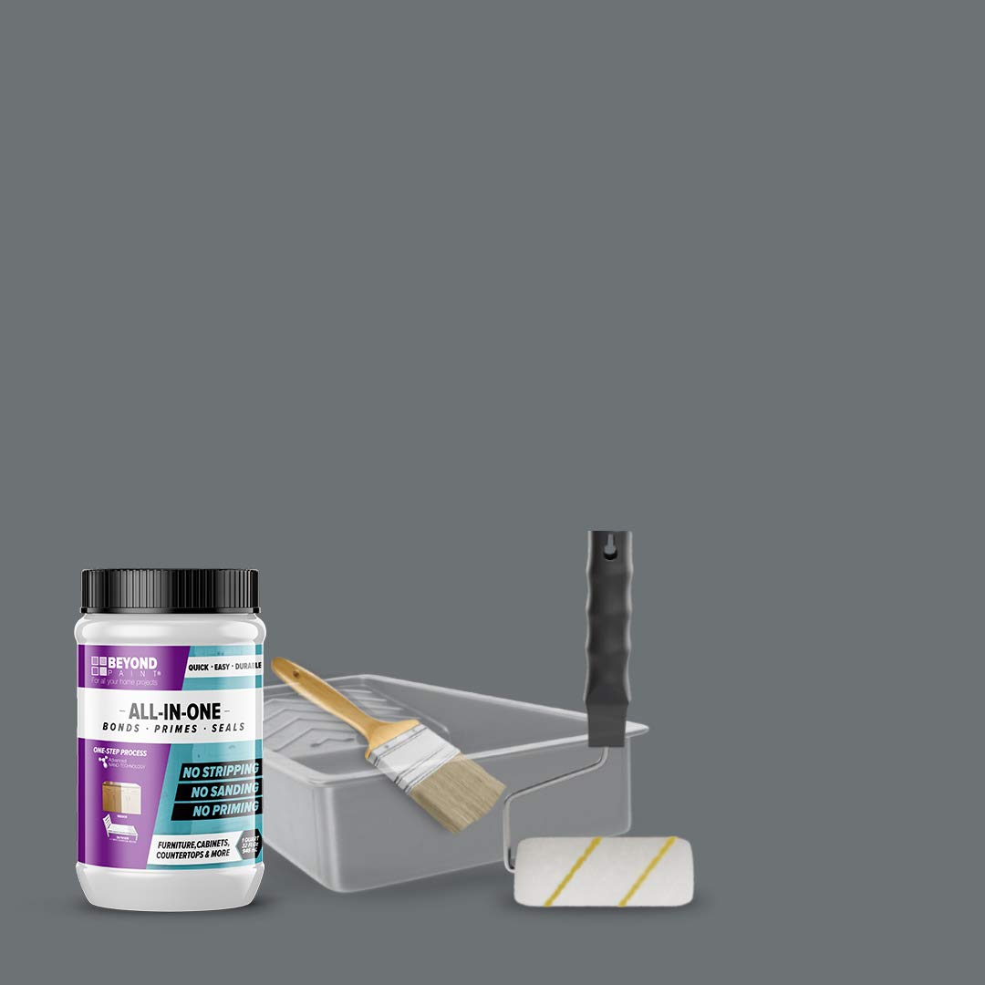 BEYOND PAINT All-in-One Furniture & Cabinets Refinishing Kit - Pewter | DIY Home Improvement for Tables, Dressers & Kitchen Cabinets