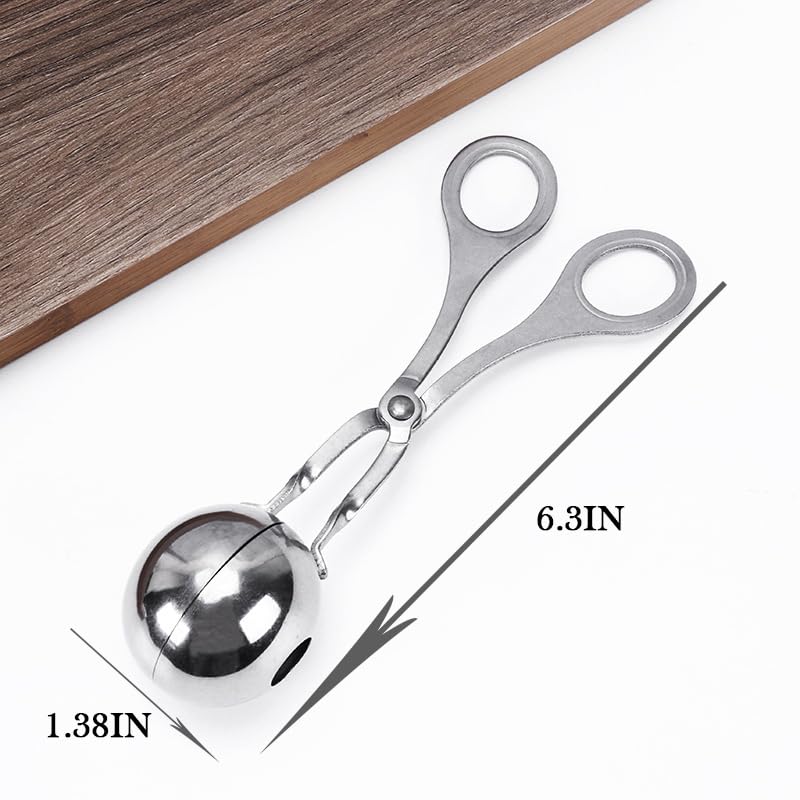 2PCS Stainless Steel Meatball Maker Scoop - Non-Stick, Detachable Anti-Slip Handles for Perfect Meatballs, Cake Pops & Cookie Dough - 1.38