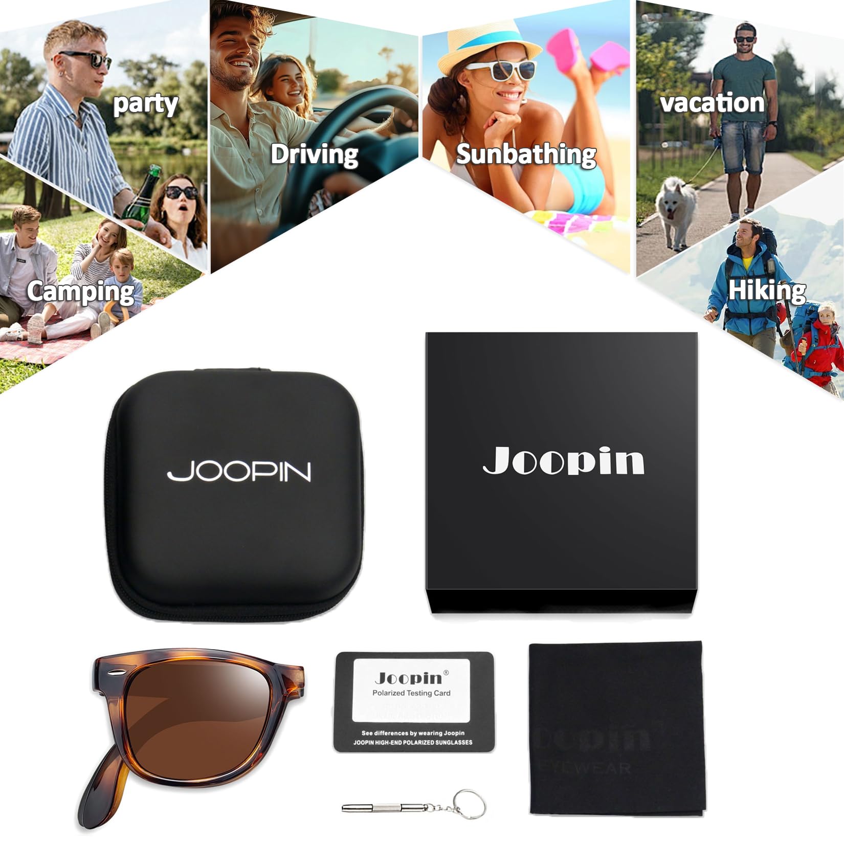 Joopin Square Polarized Sunglasses for Men & Women - 100% UV Protection, Trendy Designer Shades for Outdoor Activities, Driving & Fashion