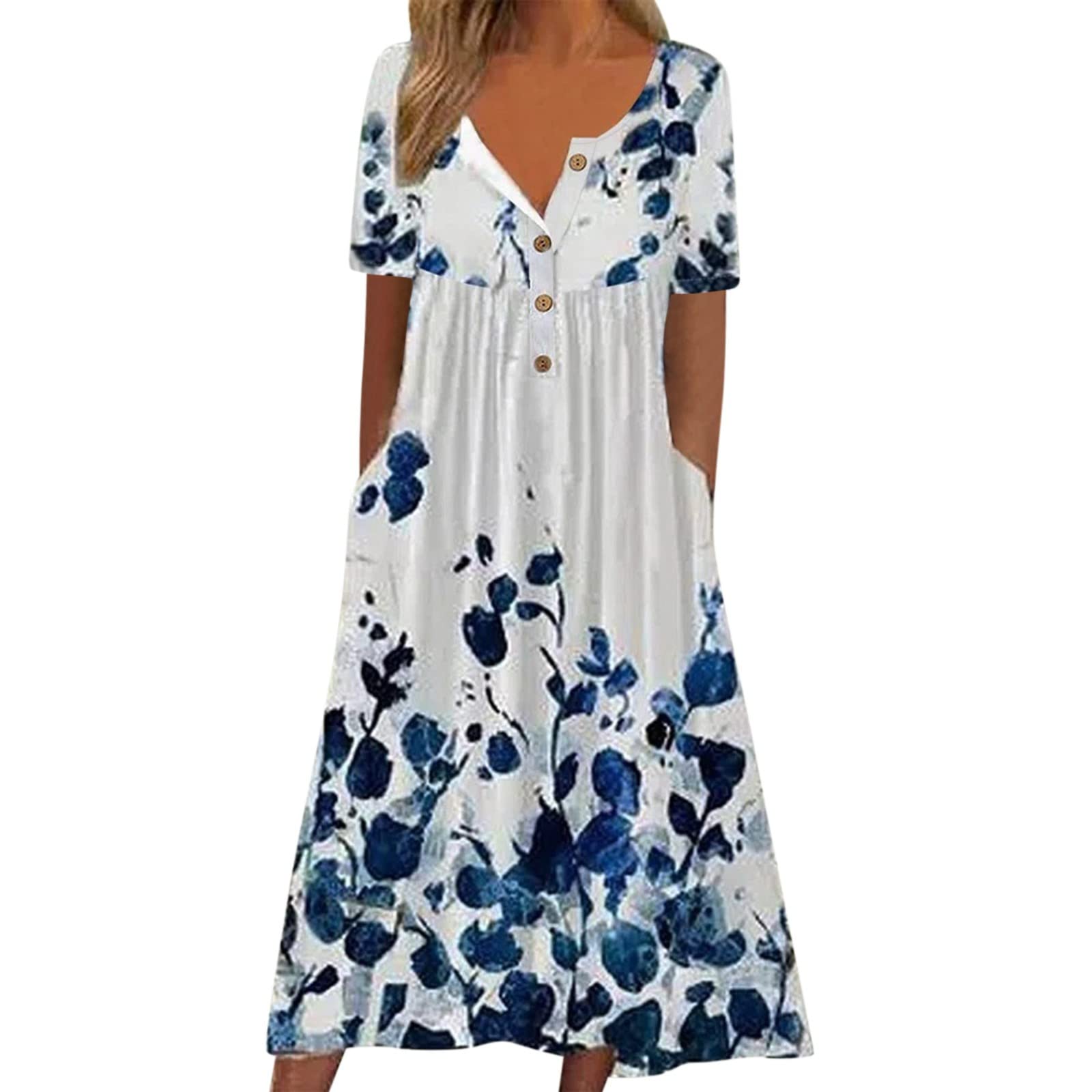 Women's Summer Party Casual A-Line Hawaiian Dress - High Waist T-Shirt Style Cocktail Dress for Women & Girls | Beach Vacation, Date Night, Outdoor Events