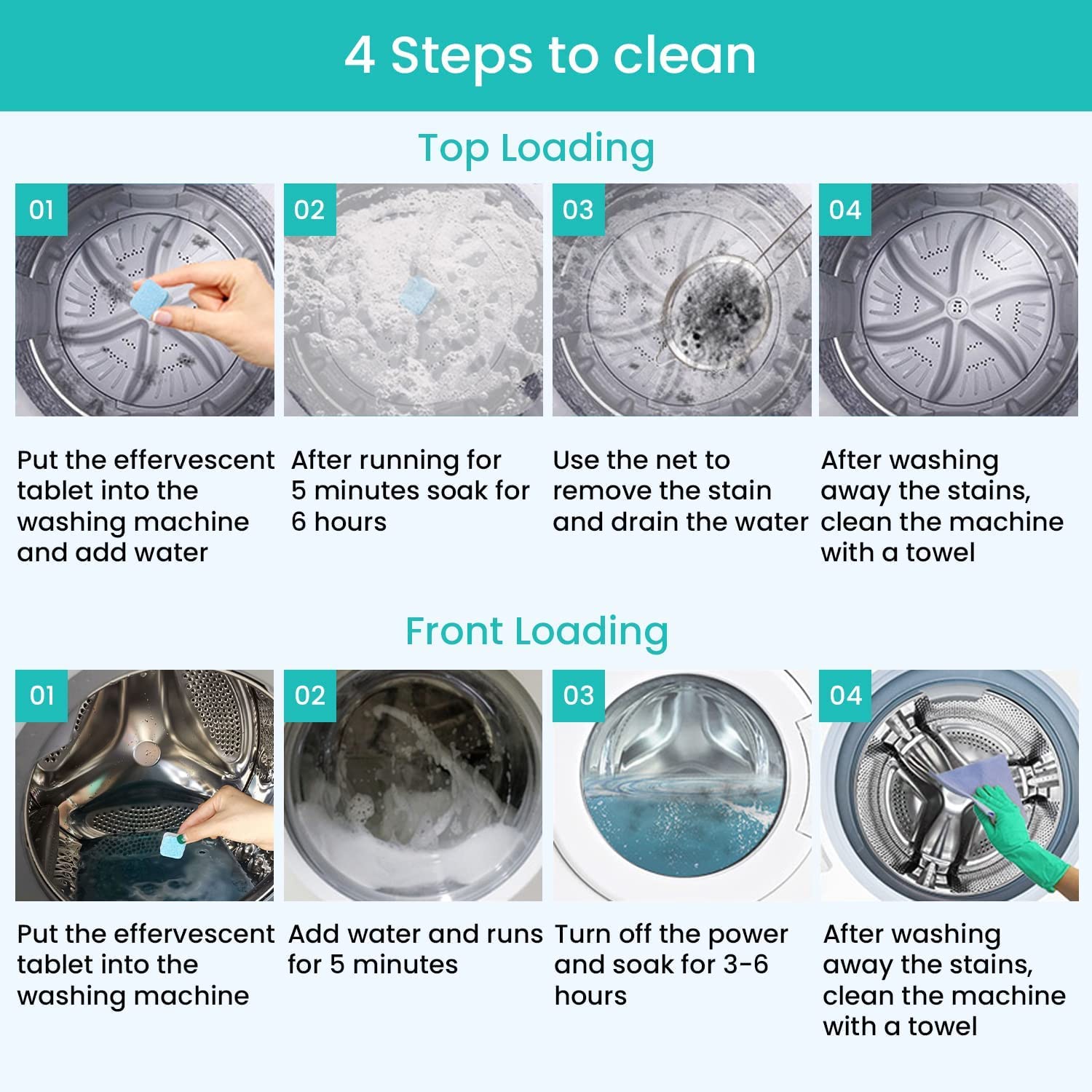 Maravello Washing Machine Cleaner & Descaler - Lemon Scent (28 Count) | Removes Odor, Limescale & Buildup | For Top & Front Load Washers - Keep Your Laundry Fresh & Clean
