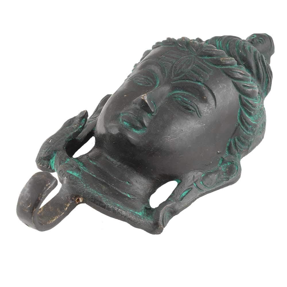 Pack of 2 Antique Brass Wall Hooks - Single Prong Coat & Hat Hanger with Lord Shiva Design - 18.5cm Key Holder & Mug Rack for Entryway, Kitchen, or Bathroom Organization
