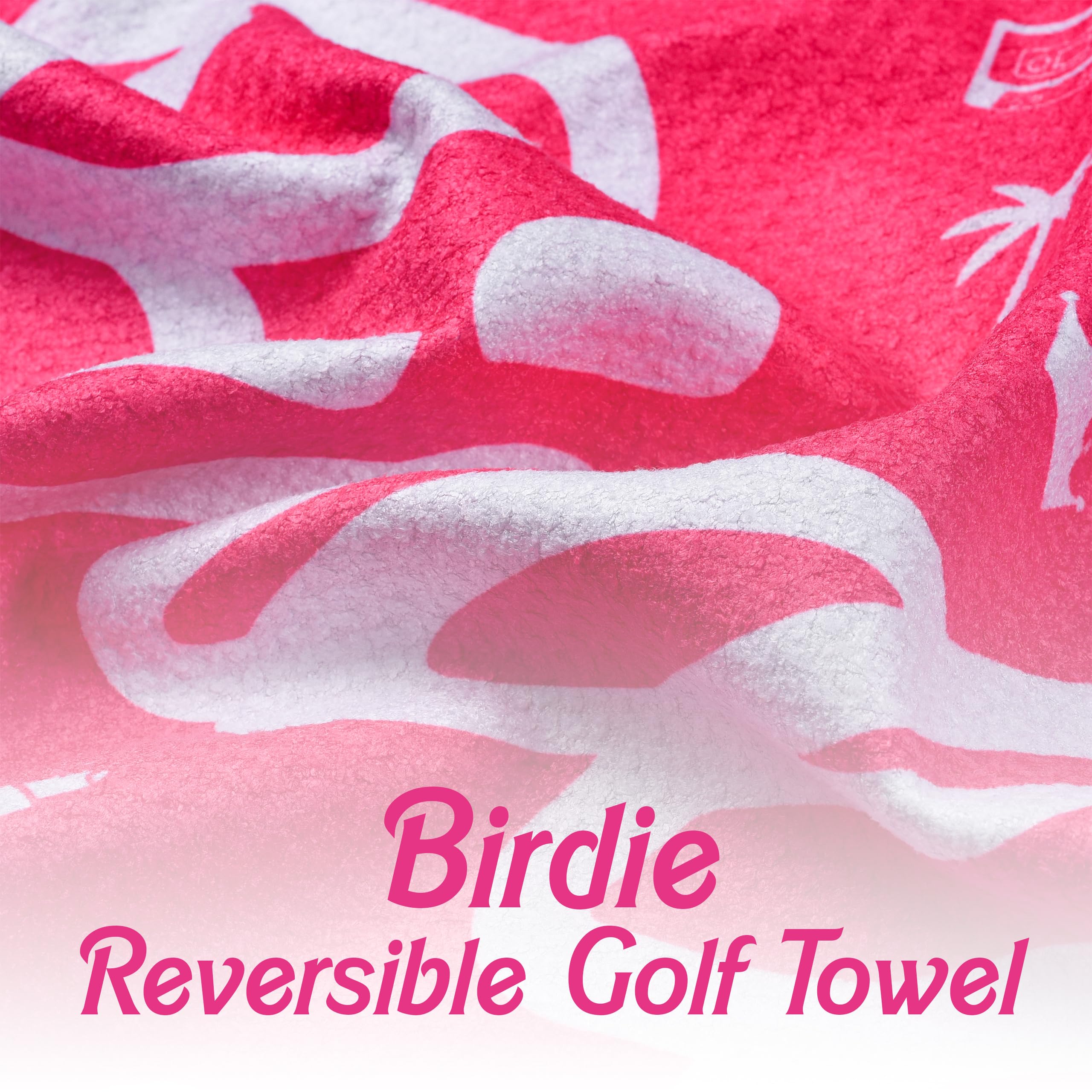 Shanker Golf - Funny Birdie Pink Microfiber Waffle Golf Towel for Women with Joke Logo - Perfect Ladies Golf Gift & Accessories - Great for On-Course Use, Practice Sessions & Tournament Play