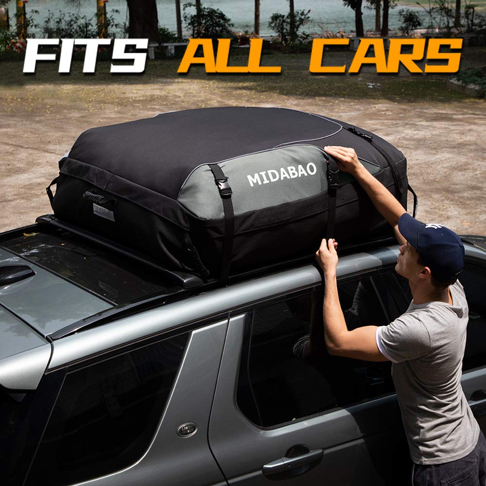 25 Cubic Feet Waterproof Roof Top Cargo Carrier Bag with 6 Door Hooks - Universal Fit for All Vehicles (With/Without Rack) - Perfect for Road Trips, Camping Gear Storage & SUV Travel Accessories