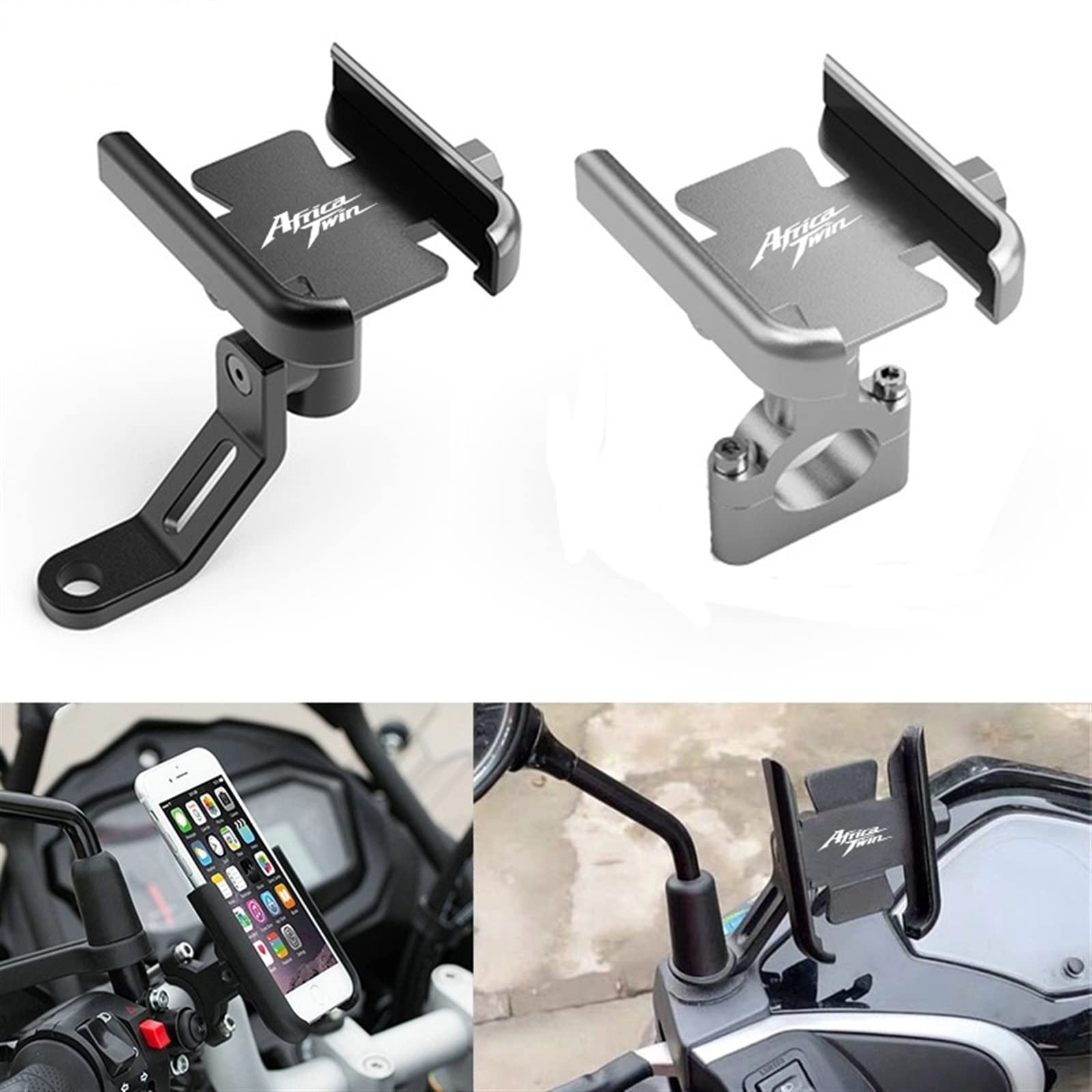 Honda CRF1000L Africa Twin ABS/DCT Motorcycle Handlebar Mount for Phone & GPS - Universal Mirror Phone Holder Bracket for Adventure Riding & Off-Road Navigation