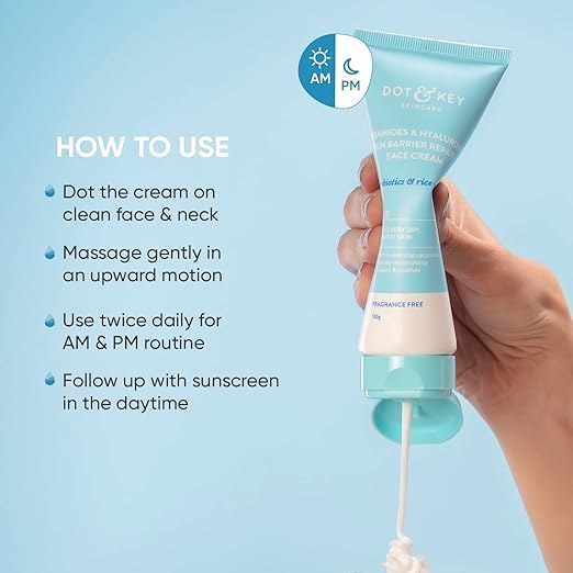 Ceramides Moisturizing Cream with Hyaluronic Acid & Probiotics | Hydrating Face Cream for Dry & Sensitive Skin | Barrier Repair Treatment with Rice Water Extract | Unisex Skincare for Men & Women | 100g | Perfect for Night Routine & Post-Workout Hydration