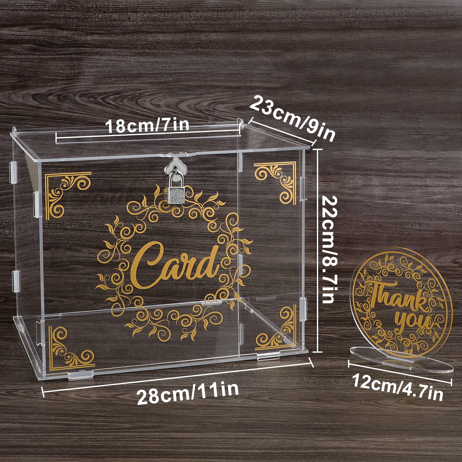 Ywlake Clear Acrylic Wedding Card Box with Lock & Slot - Secure Money Gift Holder for Reception, Anniversary, Birthday, Baby Shower - Perfect for Guest Cards, Cash Gifts & Envelopes at Special Events