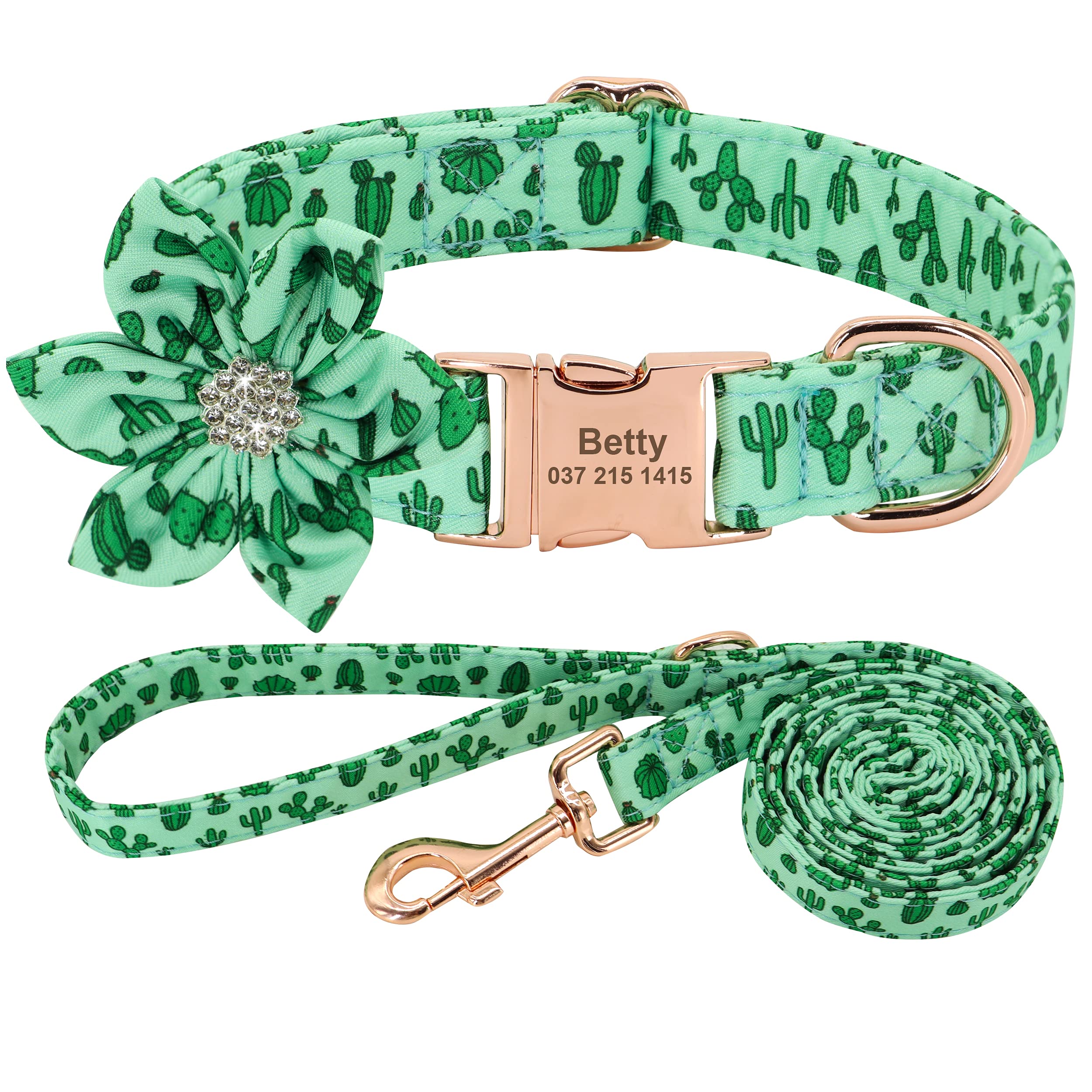 Custom Personalized Dog Collar - Multi-Color Adjustable Pet Collar with Removable Floral Accessories for Small Medium Large Dogs | Perfect for Daily Walks, Pet Photos & Special Occasions
